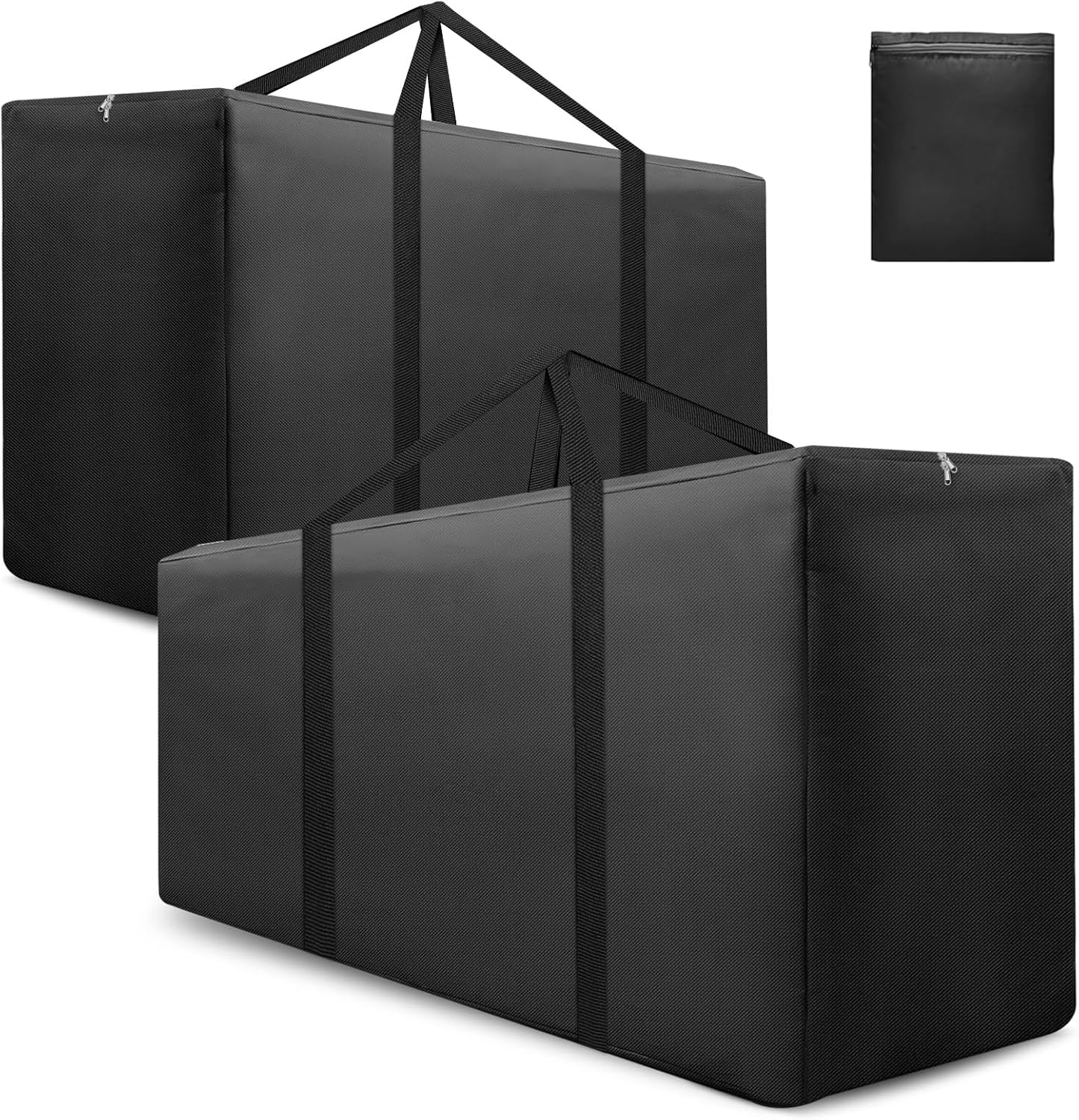 2 Pack Extra Large Patio Outdoor Cushion Storage Bag Waterproof 68" L x 30" W x 20" H Outdoor Cushion Furniture Storage Bag with Handle and Protective Zipper (Black, 2 Pack)