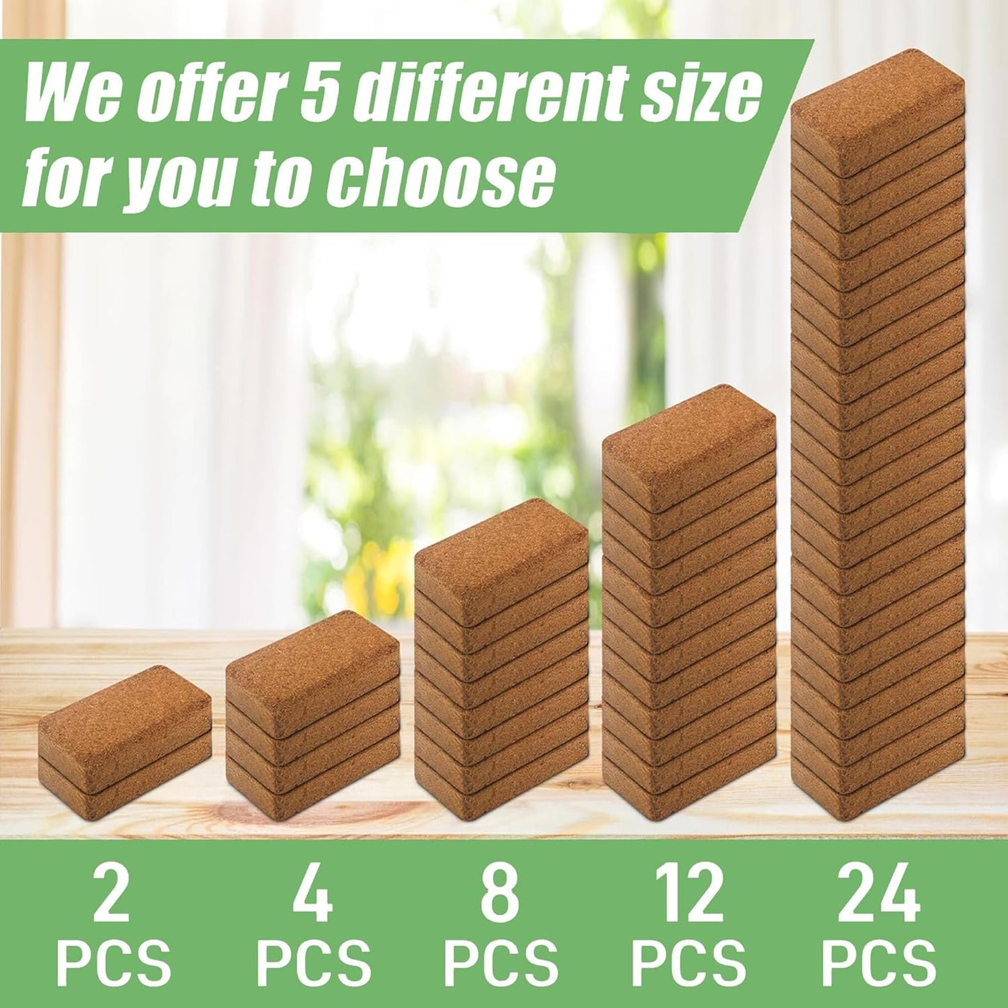 Coco Coir for Plant- 8 Pack Coco Coir Brick- 24 Gallons Coconut Soil with Low EC & PH Balance-Coco Fiber for Herbs& Flowers- High Expansion-Renewable Coco Soil for Planting