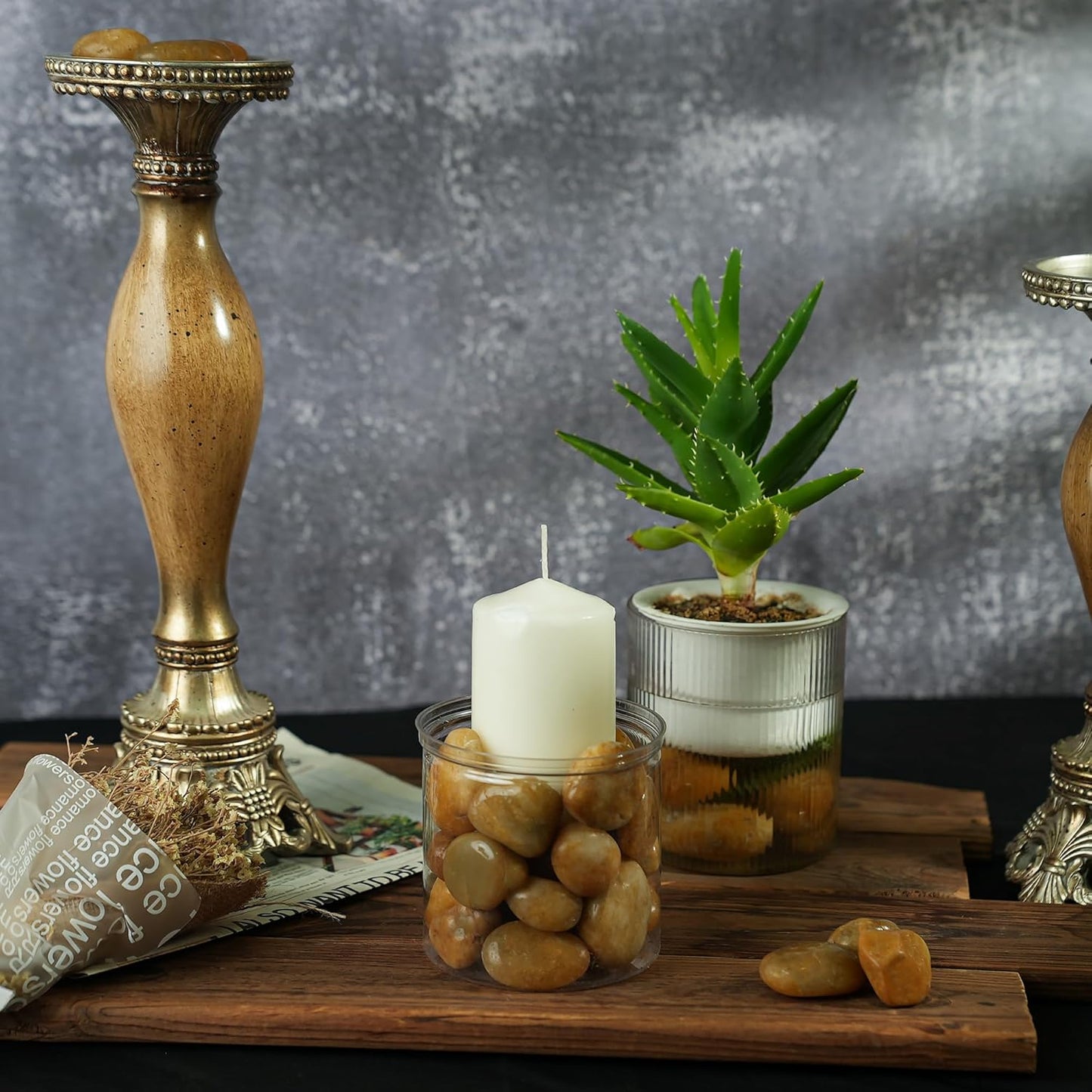 12 LBS River Rocks, StoneCreek, Decorative Garden Stones for Plant Landscaping, Polished Gravel Filler Pebbles for Home Decoration, Vases, Succulents, Flower Beds and Fish Tanks (Pale Yellow, Medium)