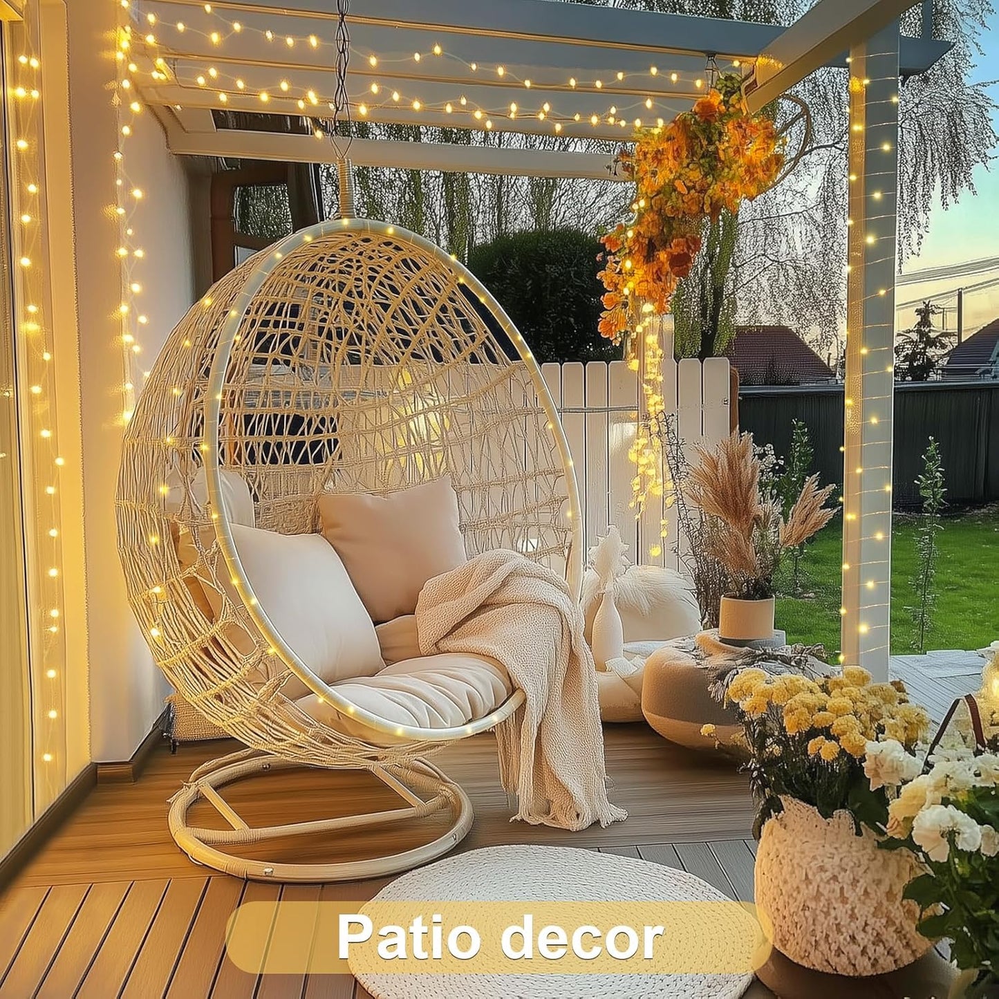 JMEXSUSS 2 Pack Solar String Lights Outdoor Waterproof, Each 33FT 100 LED Warm White Christmas Lights, Waterproof 8 Modes Copper Wire Solar Fairy Light for Outside Patio Tree Yard Garden Decorations