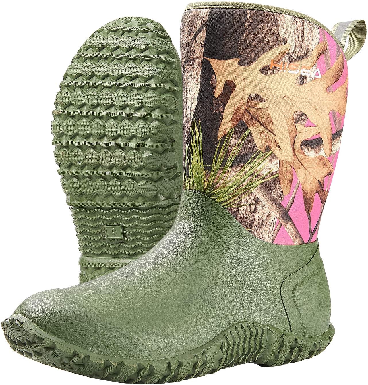 HISEA Women's Rubber Garden Boots Waterproof Insulated Yard Gardening Shoes Mid Height for Mud Working Outdoor