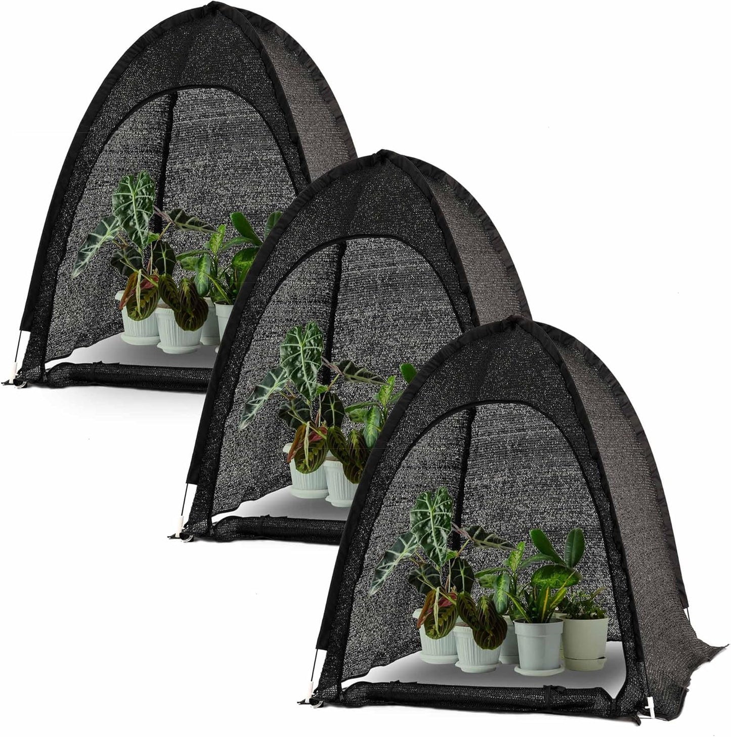 Porayhut Pop up Sunshade Cloth Pack of 3,Easy Open Crop Shade Net 36''*36''*39''UV Resisitant Plant 80% Sunblock Net for Mini Flower Pot with Stakes