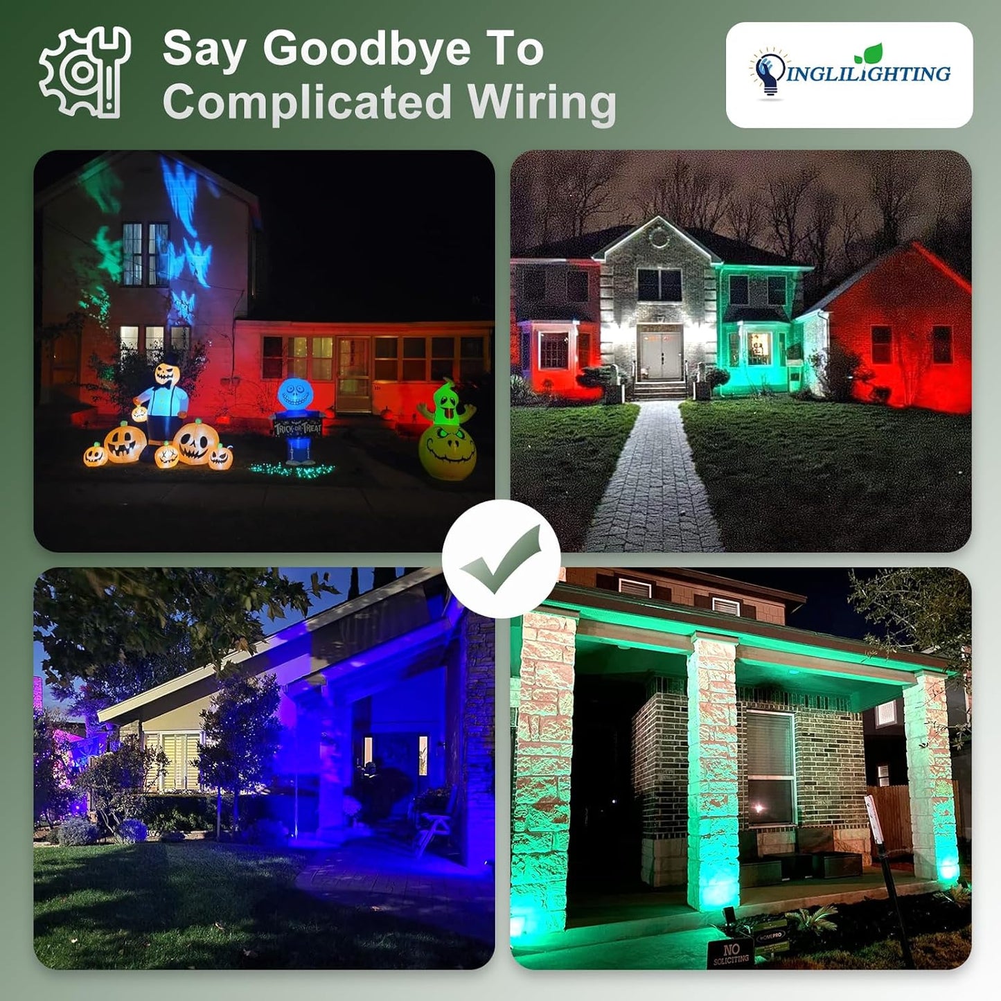 DINGLILIGHTING Solar Lights Outdoor Waterproof: IP65 Led Spot Light Decorations for Garden - Multicolor RGB Solar Powered for Yard - Dust to Dawn Uplighting Landscape Pathway Drive Patios 4PC