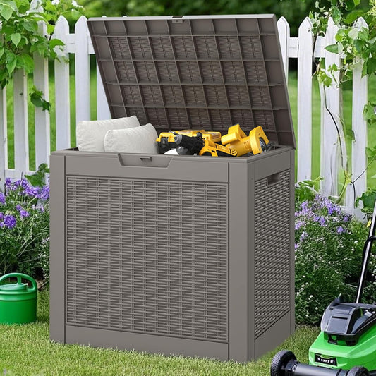 NUNU LAB 31 Gallon Outdoor Storage Box Waterproof,Indoor Outside Deck Boxes,Backyard Storage Bin For Package Delivery,Garden Tools,Patio Cushions,Pool Accessories,Storage Bench Lockable Lid