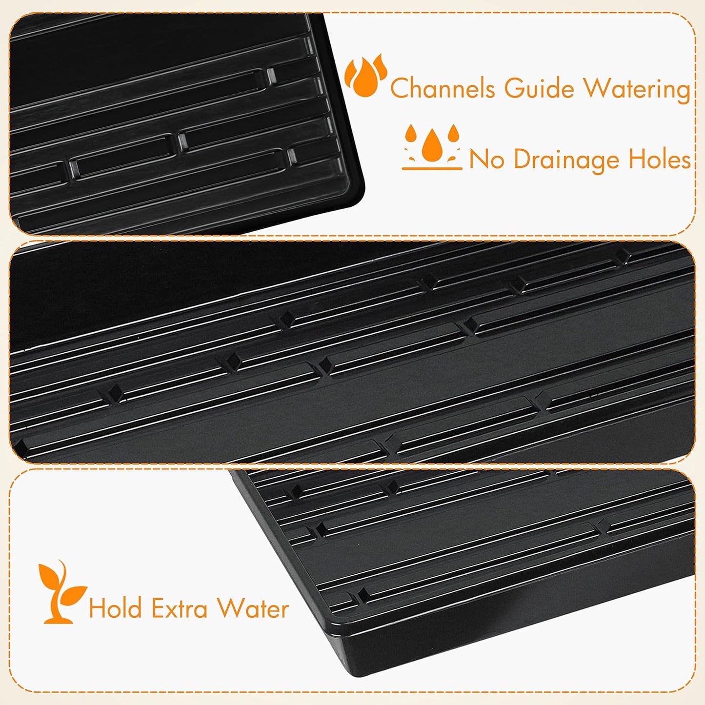 Gardzen 10 Pack Seed Trays, Reusable Plant Grow Trays, Ideal for Seed Starting, Microgreens, Indoor Gardening, and Greenhouse Plant Nurseries - No Drain Holes, 20"x10"