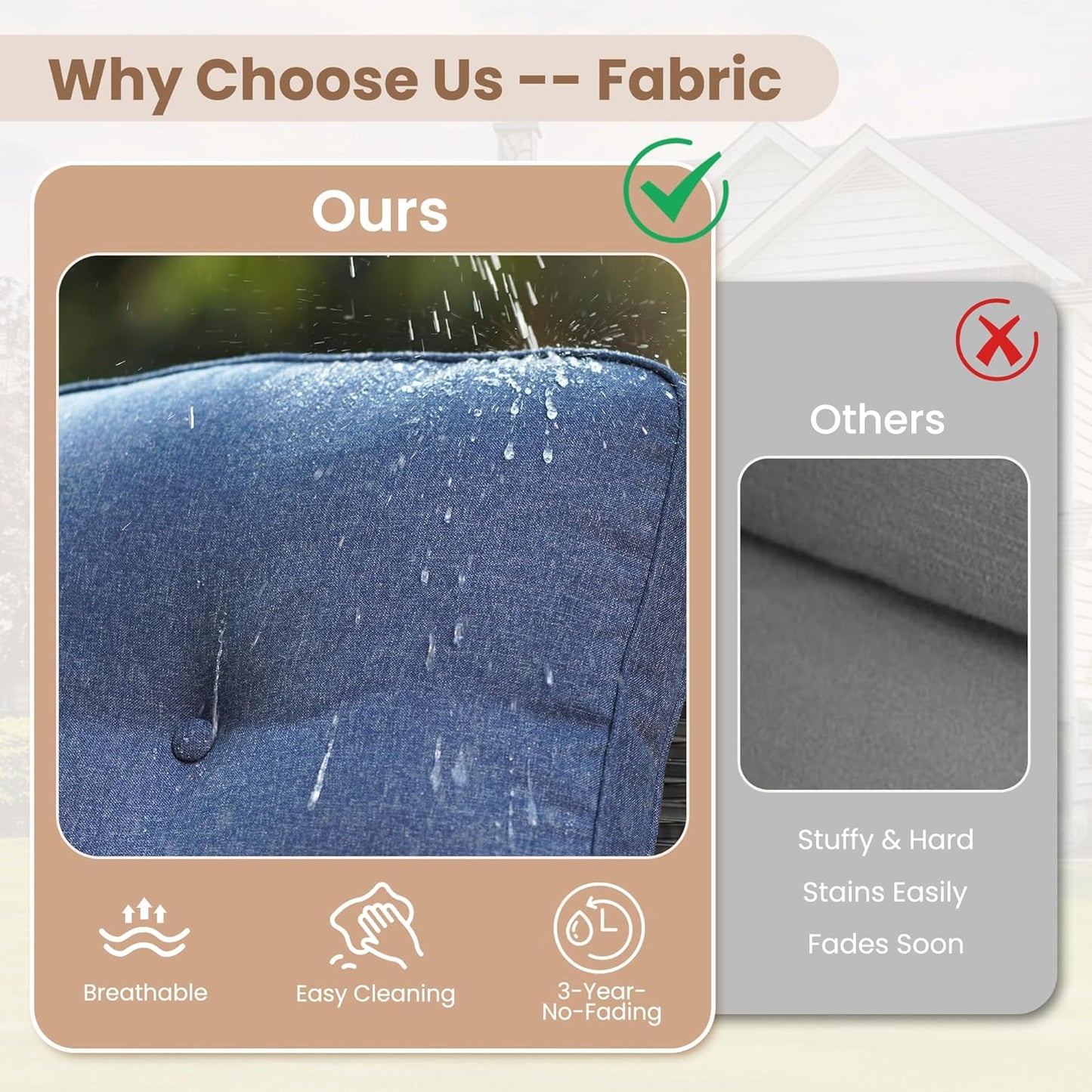 HOOOWOOO Patio Furniture Set,2 Pieces Outdoor Wicker Chairs Set,All Weather Bistro Chairs with Comfy High Back,Denim Blue