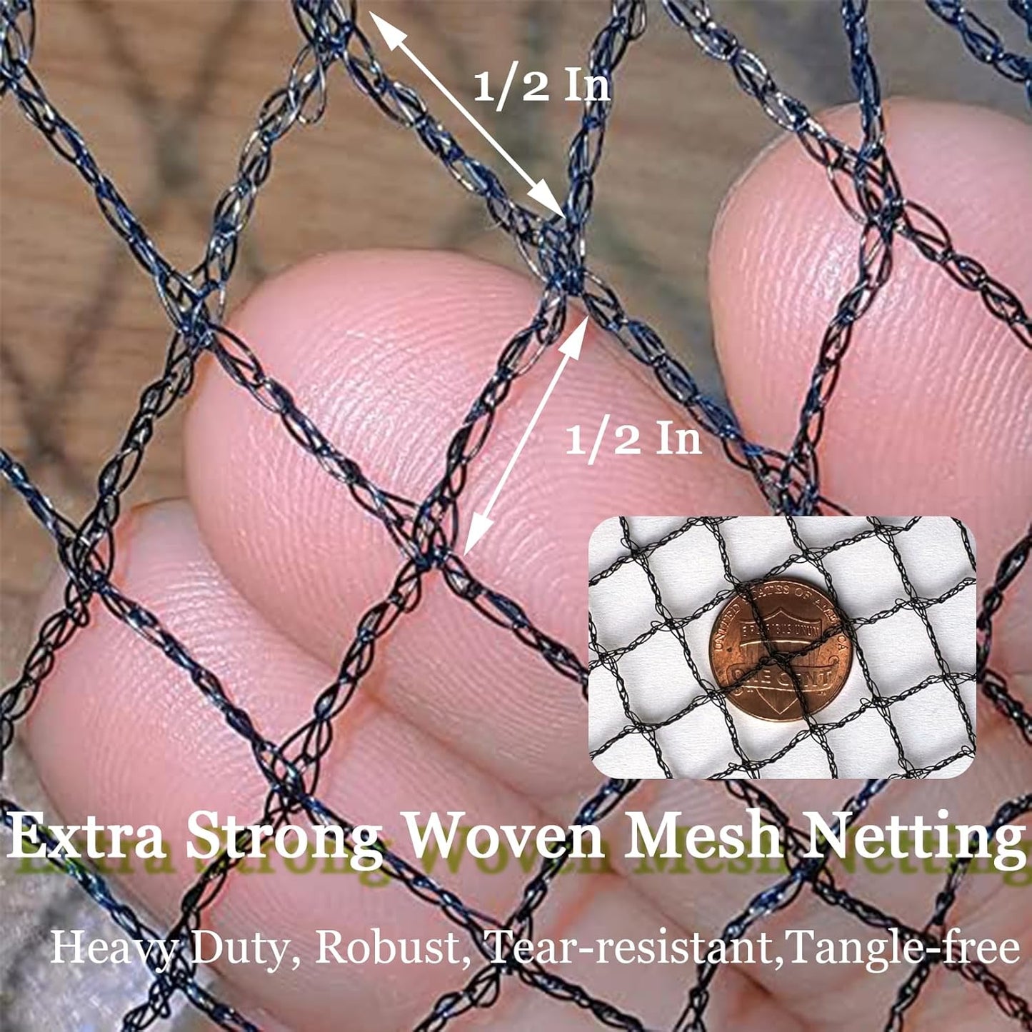 Meanchen Bird Netting 7.5x100 Ft, 1/2 in Mesh Heavy Duty Garden Netting for Plants, Fruit Trees, Vegetables, Extra Strong Woven Mesh Netting Against Birds, Deer, Poultry for Chicken Coop