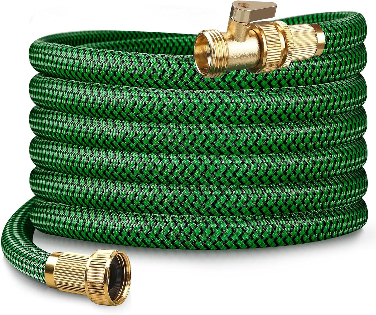 Upgraded Garden Hose 50ft, Non-Expandable Hose, Heavy Duty Kink-Resistant Flexible Water Hose with High-Density Fabric,LeakProof Hose Metal Shut-Off Valve Connector for Patio, Car Wash. (50FT)