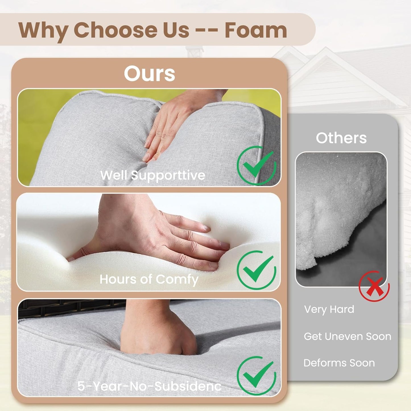 HOOOWOOO Patio Furniture Set,5 Pieces Outdoor Conversation Set,All Weather Wicker Loveseat Sofa Set with High Back Swivel Rocking Chairs Tables,Light Gray