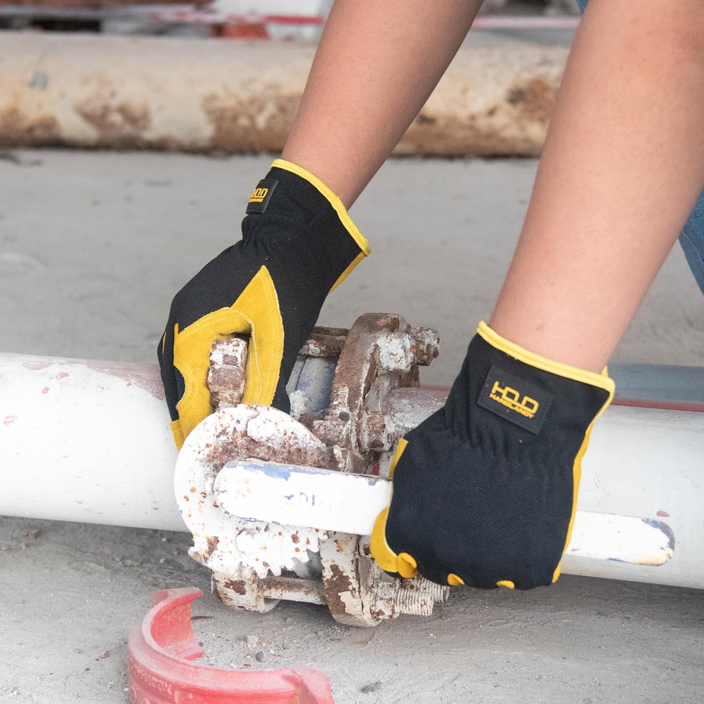 HLDD HANDLANDY Garden Gloves Men, Leather Work Gloves for Men & Women, Cowhide Gardening Gloves Utility Work Gloves for Mechanics, Construction, Driver (S, Yellow)