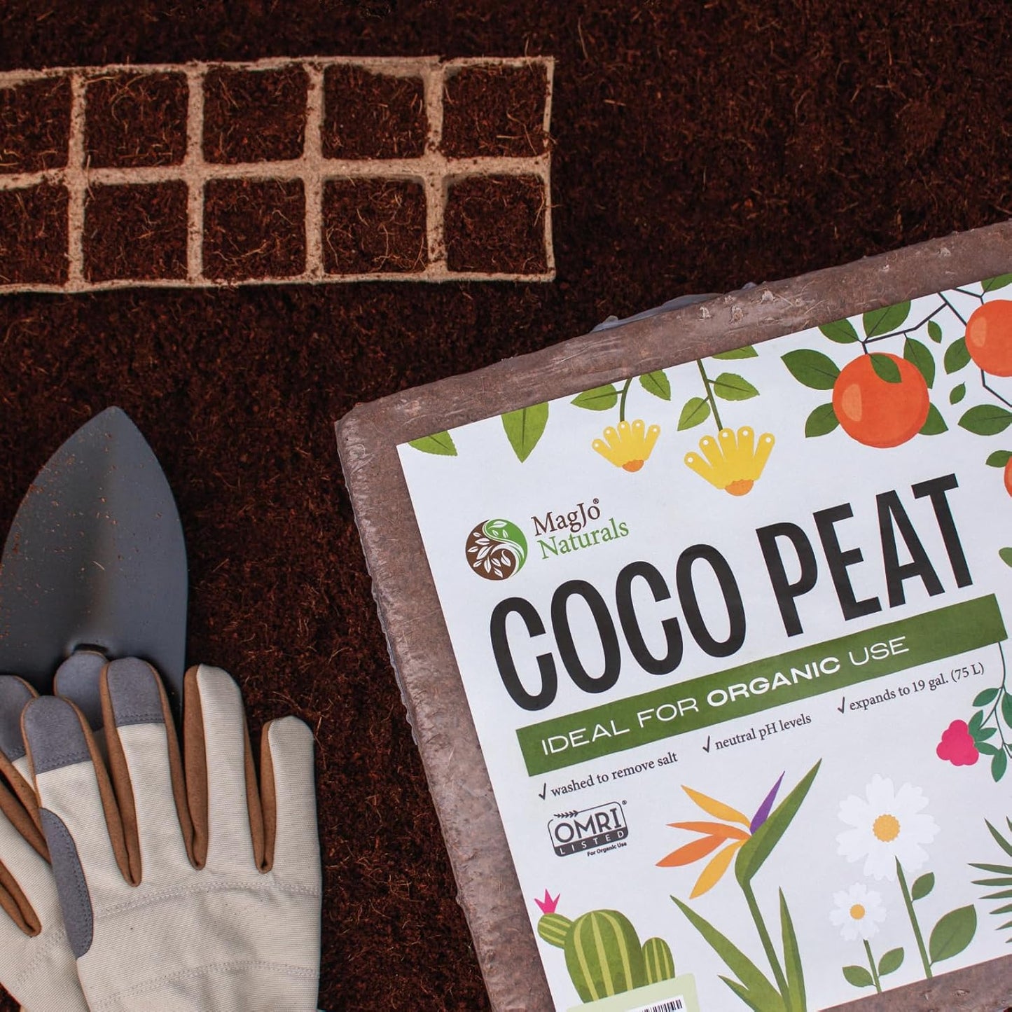 MagJo Naturals 100% Pure Coco Coir 4 Pack (44 Pounds Total) Coco Peat, Listed for Organic Gardening, Coconut Coir - Low EC and pH Balance - High Expansion Coco Fiber for Herbs, Flowers, Planting