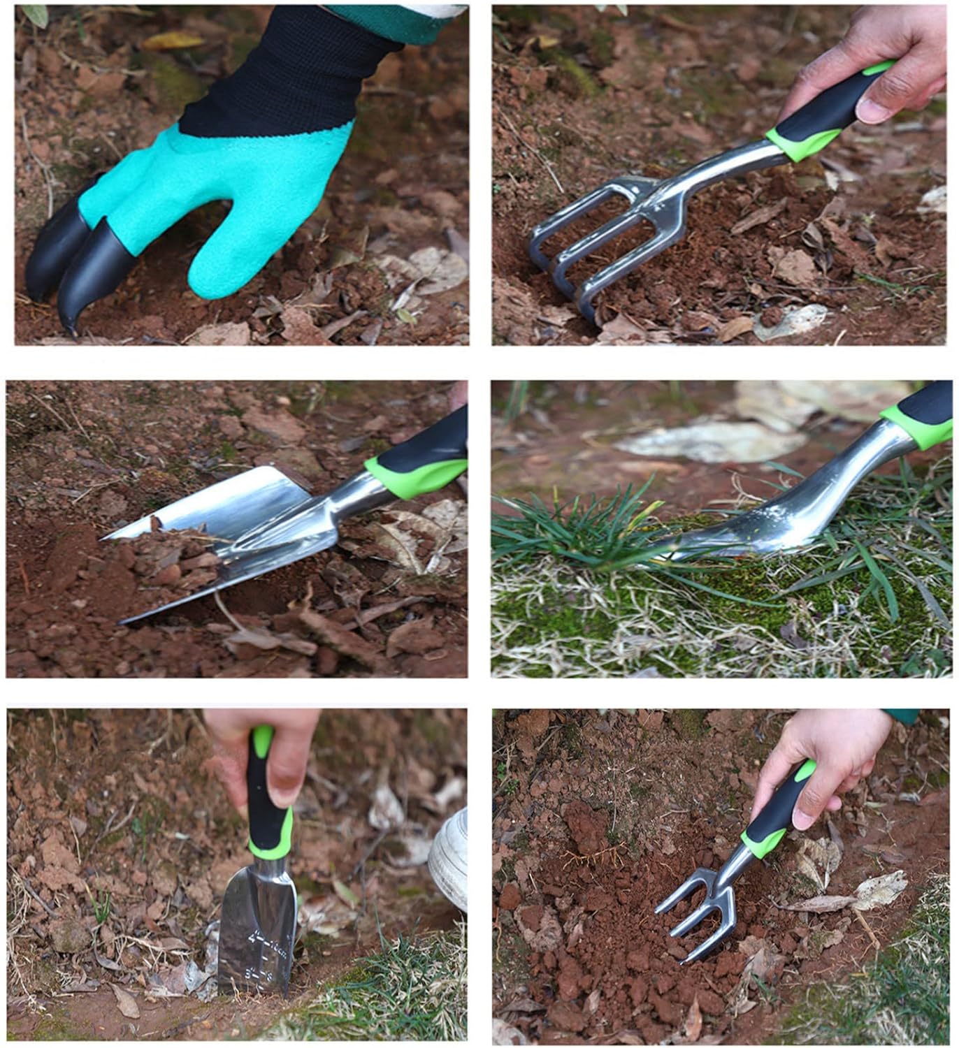 Garden Tool Set, 8 Pcs Heavy Duty Aluminum Rustproof Gardening Hand Tools，with Non-Slip Rubber Grip,Durable Storage Tote Bag,Outdoor Hand Tools, Idea for Transplanting, Weeding, Digging and Planting