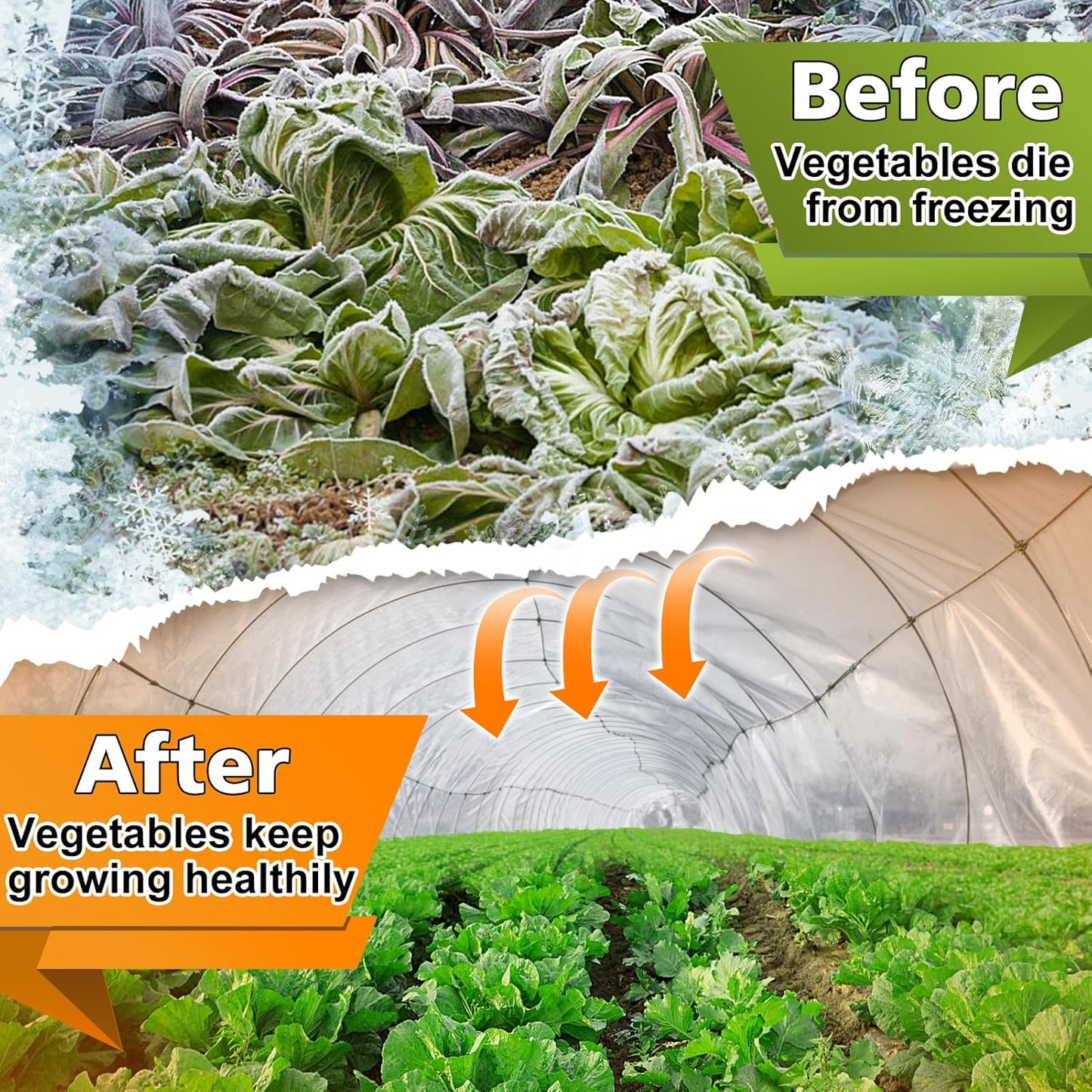 Alphatool Greenhouse Cover Plastic Sheeting - 8 x 24 ft Plant Covers Freeze Protection, Frost Cloths for Outdoor Plants, Clear Floating Row Cover for Outdoors Garden Plants Vegetables Crops