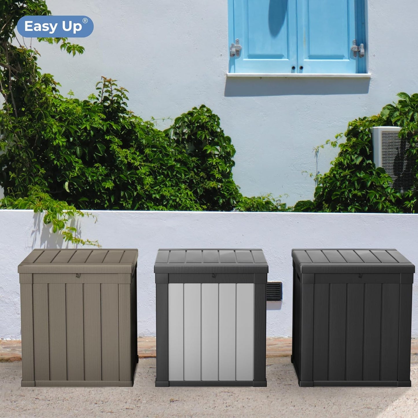 48 Gallon Outdoor Storage Box, Waterproof Resin Deck Box for Patio, Pool, and Garden, Lockable Bin for Cushions, Tools, and Accessories, UV-Resistant, Black