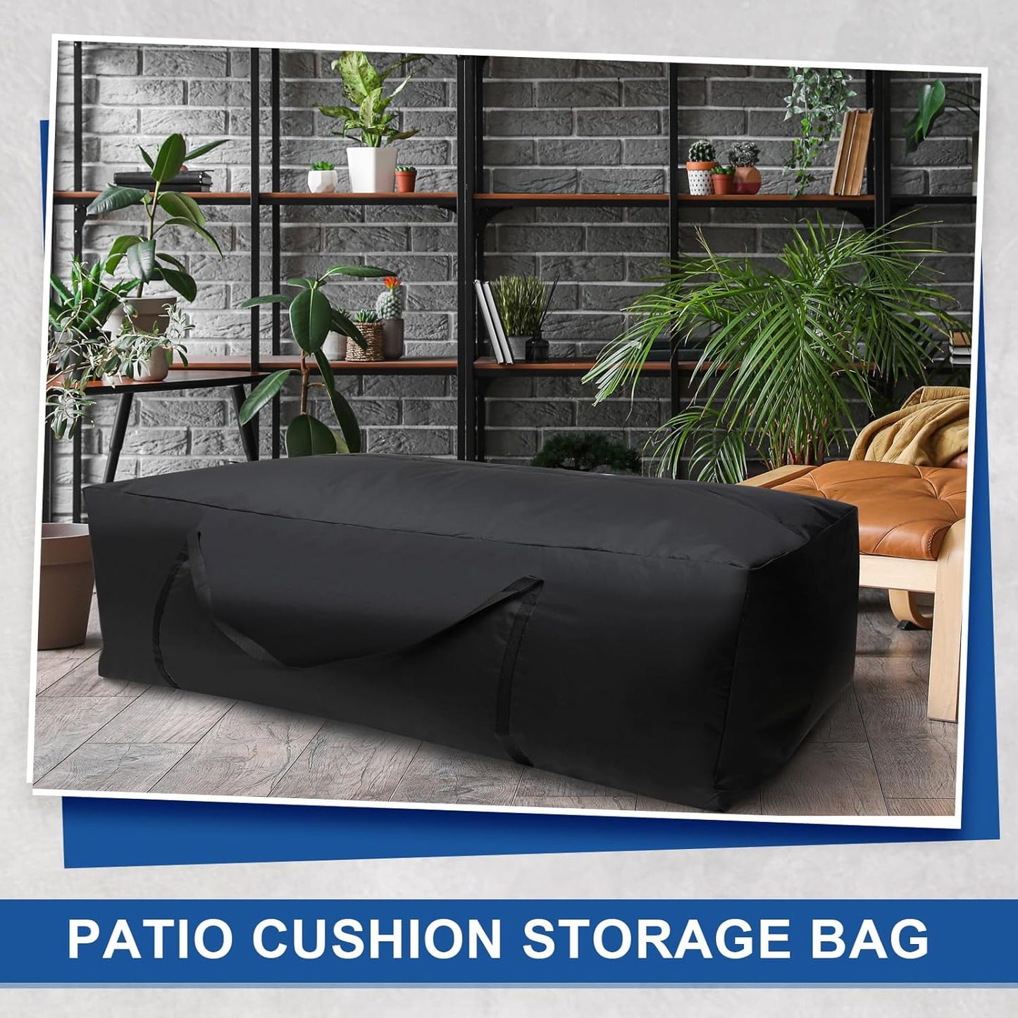 Silkfly 2 Pcs Patio Cushion Storage Bags 68" L x 30" W x 20" H Outdoor Cushion Storage Bag with Handles Waterproof Extra Large 420D Oxford Fabric Heavy Duty Zippered Furniture Pillow Protective, Black