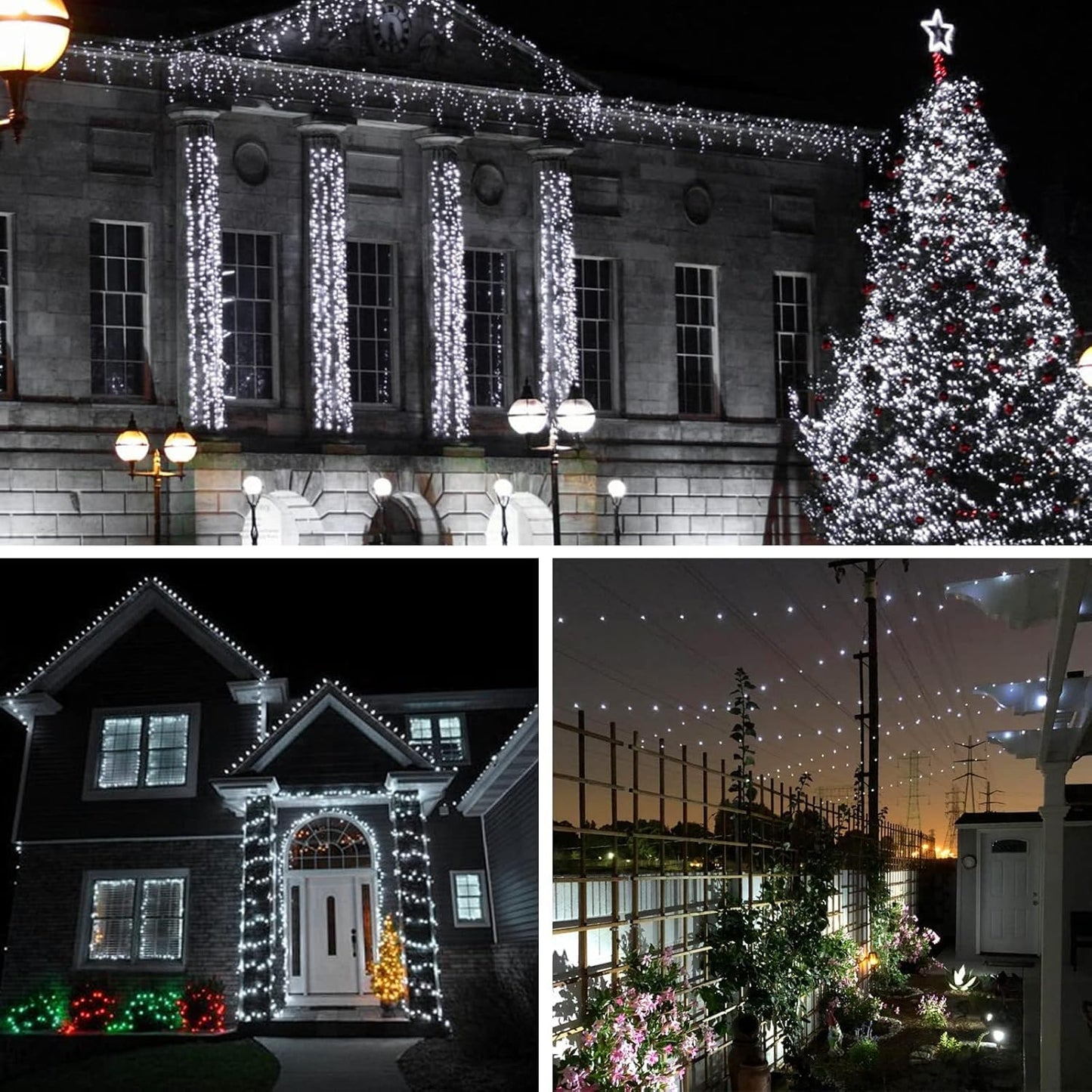 6 Pack Solar String Lights Outdoor, Extra-Long 600LED Fairy Lights Outdoor Waterproof, Solar Twinkle Light Silver Wire 8 Modes Fairy Light for Xmas Tree Party Wedding (Cool White)