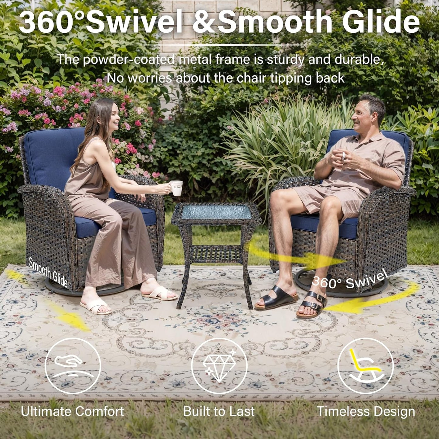 8 Pieces Patio Conversation Set with 43” Propane Fire Pit Table, Outdoor Sectional Furniture Sofa Set with Removable Cushions for Patio Deck Backyard Brown