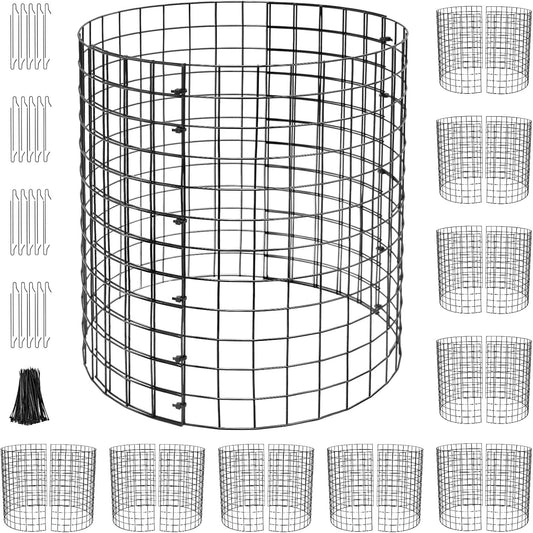 10 Pack Metal Plant Protector, Metal Plant Protection Cages (13" Diax14.2H) to Keep Animals Out, for The Garden Protection of Flowers, Saplings, Fruits Vegetables, Black