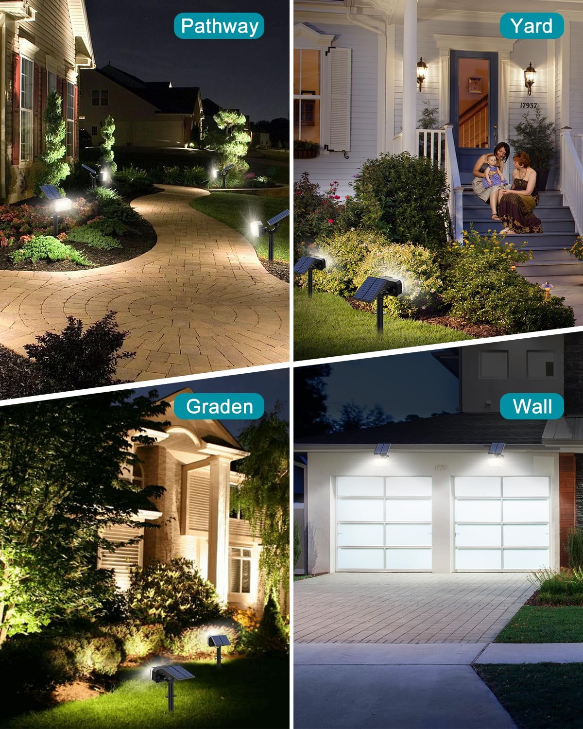 102 LEDs Solar Spot Lights Outdoor, [ 4 Modes/8 Pack] Solar Spotlights Waterproof IP65, Adjustable Light & Panel Landscape Flood Powered Lights for Yard Garden Pathway Wall (Cool White)