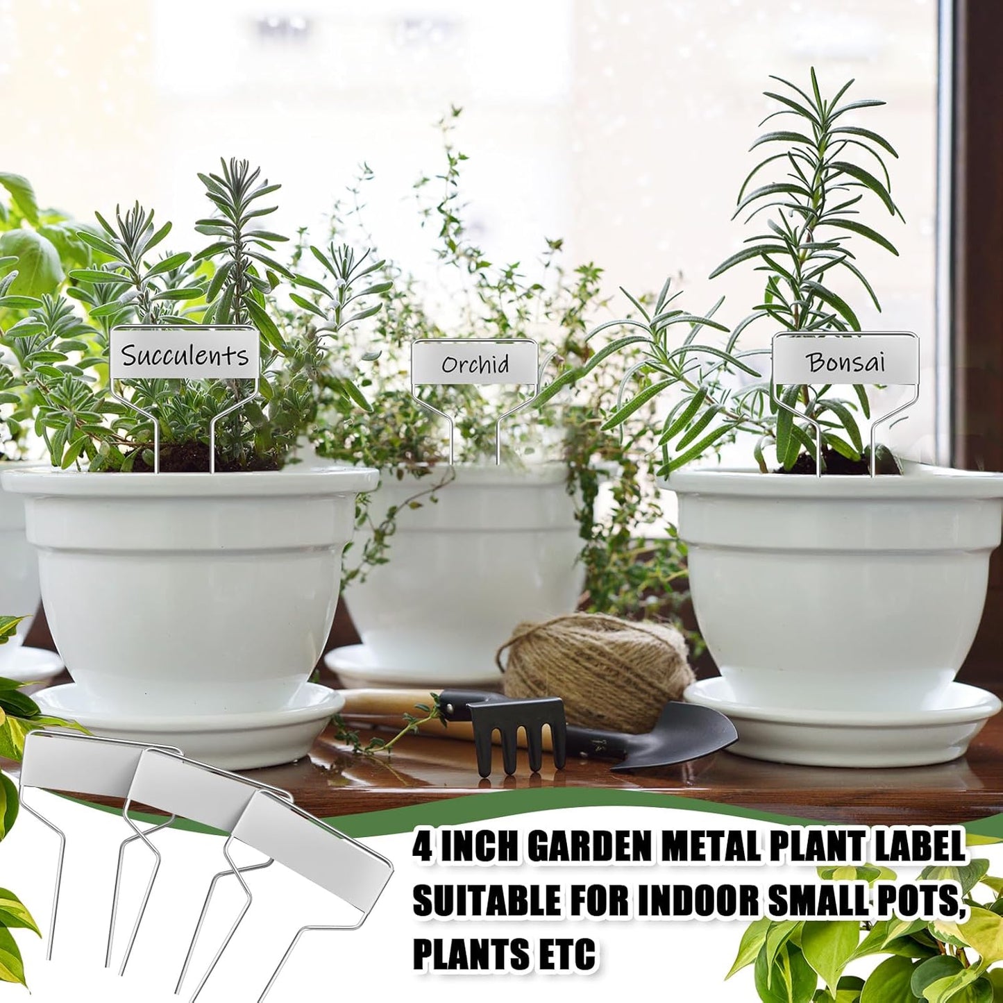 Moxweyeni 60 Pcs Metal Garden Tags Plant Labels for Garden Waterproof Plant Markers with 2 Permanent Pen Planting Nursery Tags Reusable Labels Stake for Plants(Aluminum,4 Inch)