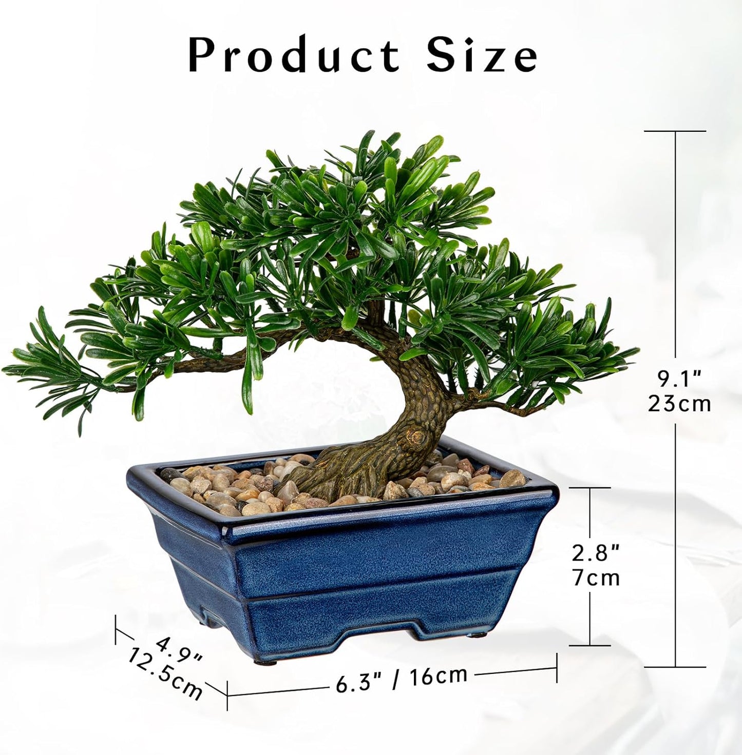 Artificial Bonsai Tree Faux Plants Indoor Small Fake Plants Decor with Blue Ceramic Pots for Home Table Office Desk Bathroom Shelf Bedroom Living Room Farmhouse Decorations