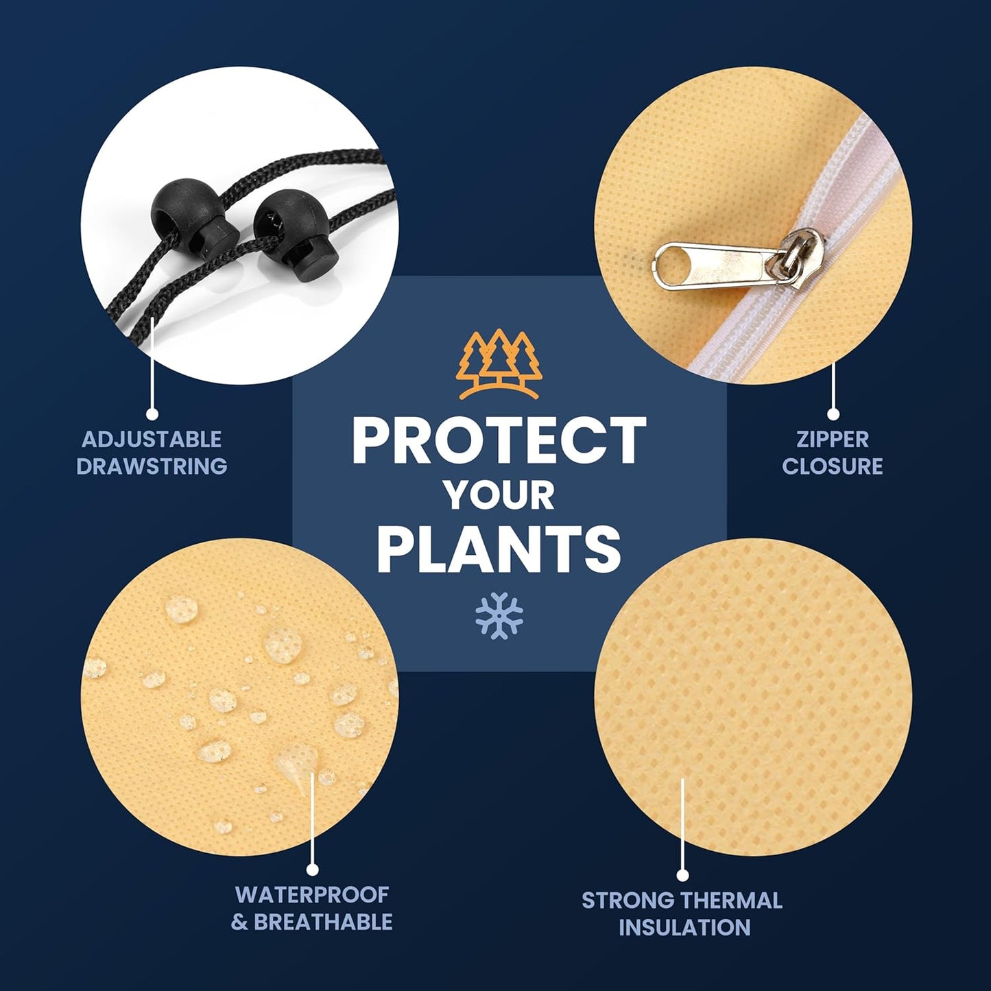 SCRUBIT Plant Covers Freeze Protection, 60 x 70 in. Frost Cloths for Outdoor Plants Fruit Trees & Shrubs with Zipper and Drawstring, Thick Winter Plant Covers - 2 Pack Tree Frost Blankets