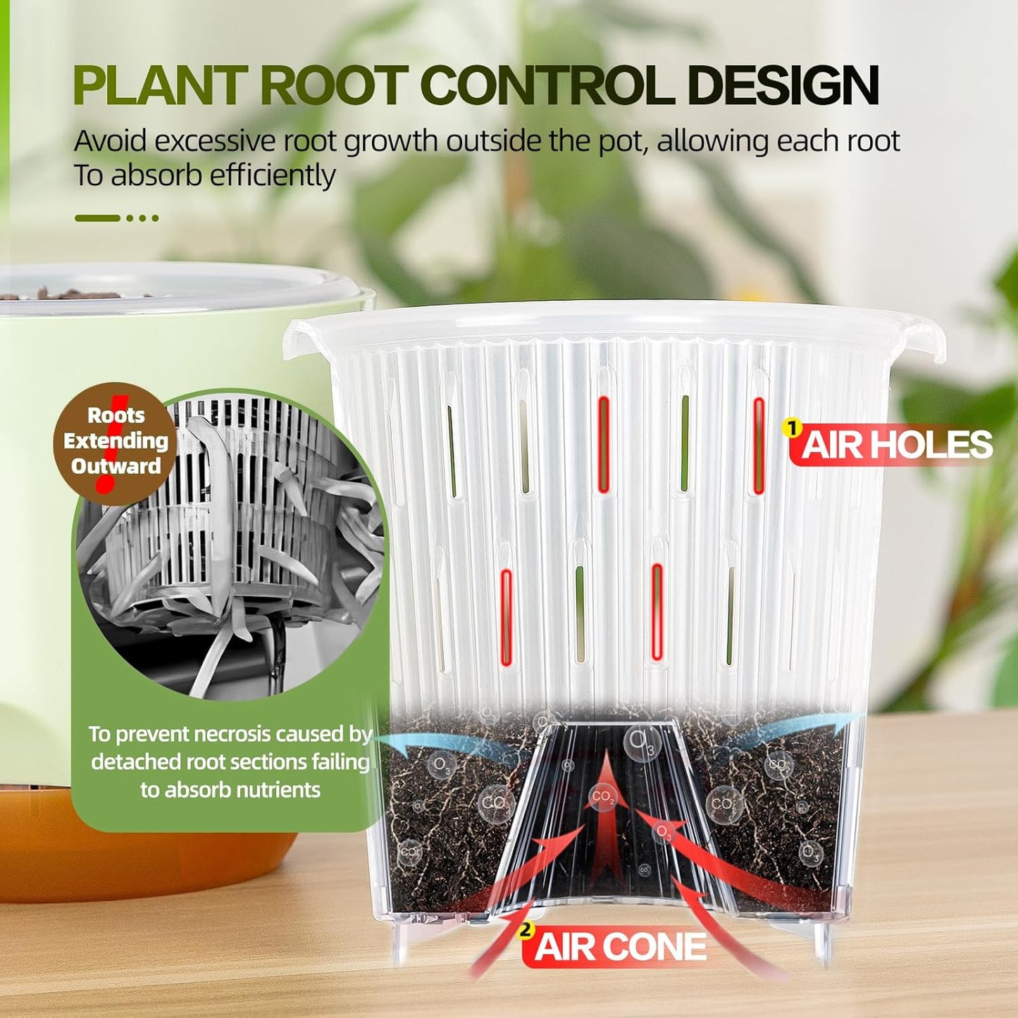 Self Watering Orchid Pots for Indoor Plants,5.8 Inch Macetas para Orqudeas,Flower Pots for Indoor Plants with Holes(Green)