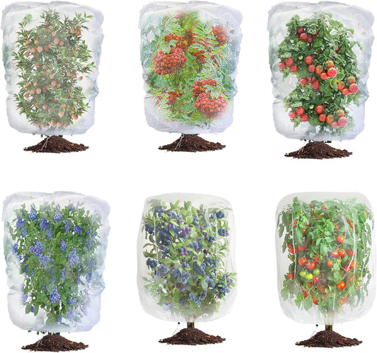 Garden Mesh Netting with Drawstring,Plants Cover Protection from Anti Birds,Bugs,Cicadas,and Insects-Pest Barrier Bag for Blueberry Bushes,Citrus,Tomatoes,Vegetables,Fruit Tree and Orange