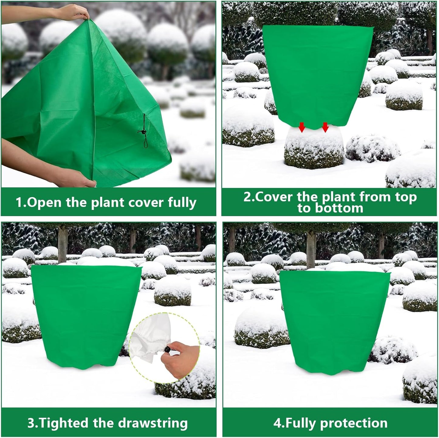 Svepndic 4 PCS Winter Plant Covers Freeze Protection,39X39 Reusable Plant Protector Bag with Drawstring,Winter Plants Jacket Warm Shrubs Cover Blanket Frost Protection for Outdoor Garden Plants