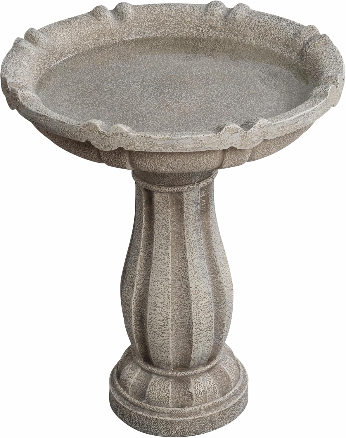 Bird Bath for Outdoor - 26'' Tall Resin Stone Modeling Design Birdbaths, Lightweight and Durable - Enhance Your Outside Garden with This Stunning Water Feature (Ivory White)