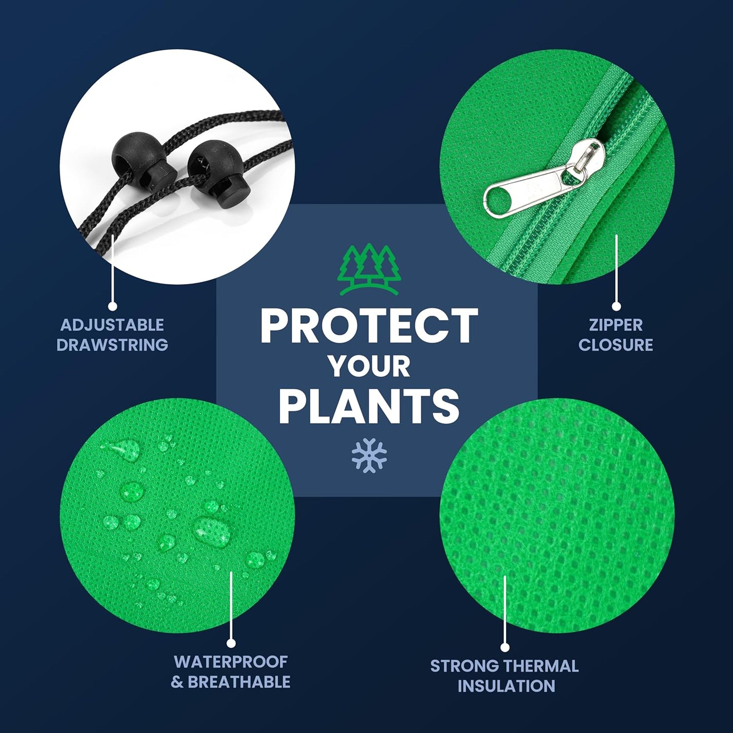 SCRUBIT Plant Covers Freeze Protection, 40" W x 47" H Frost Cloths for Outdoor Plants & Fruit Trees with Zipper and Drawstring, Thick Winter Plant Covers - 4 Pack Shrubs Frost Blankets