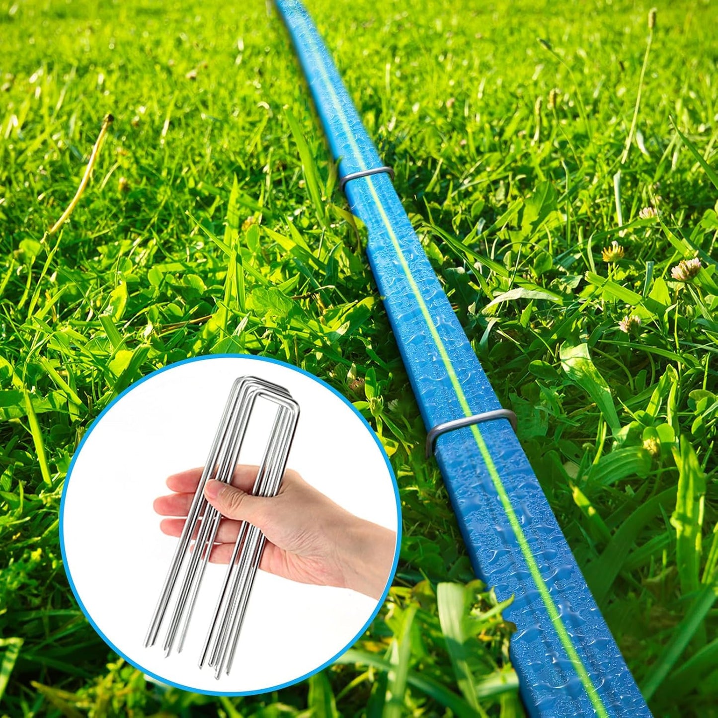 Sprinkler Hose 15FT, Heavy Duty Watering Hoses, Efficient Irrigation Tubing for Garden Lawn Sprinklers System with 20 Pack Staples