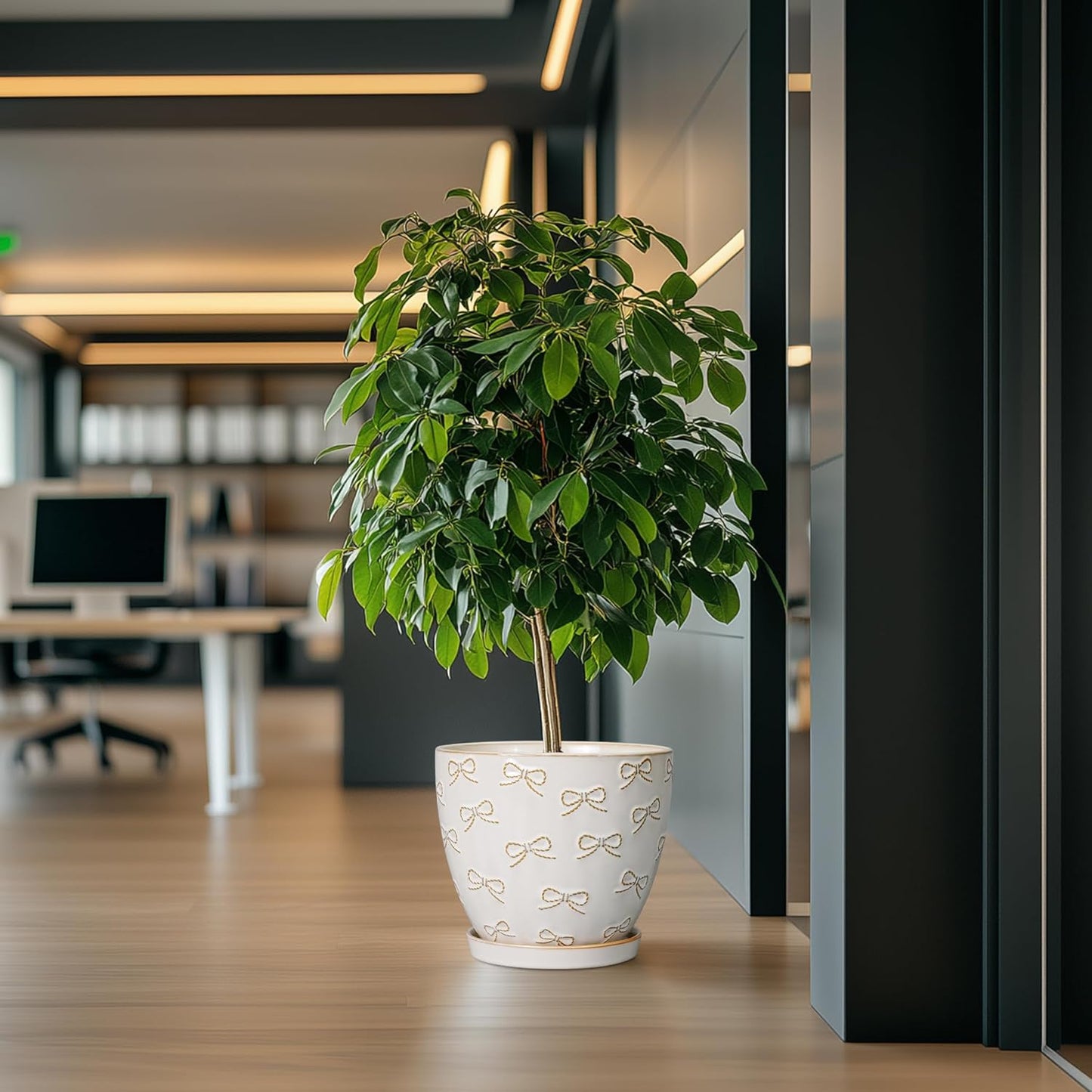 Pots for Plants 10 Inch - Ceramic Planter Large Plant Pot for Indoor Plants Outdoor Round Flower Pot with Drainage Hole and Saucer Home Garden Decor White