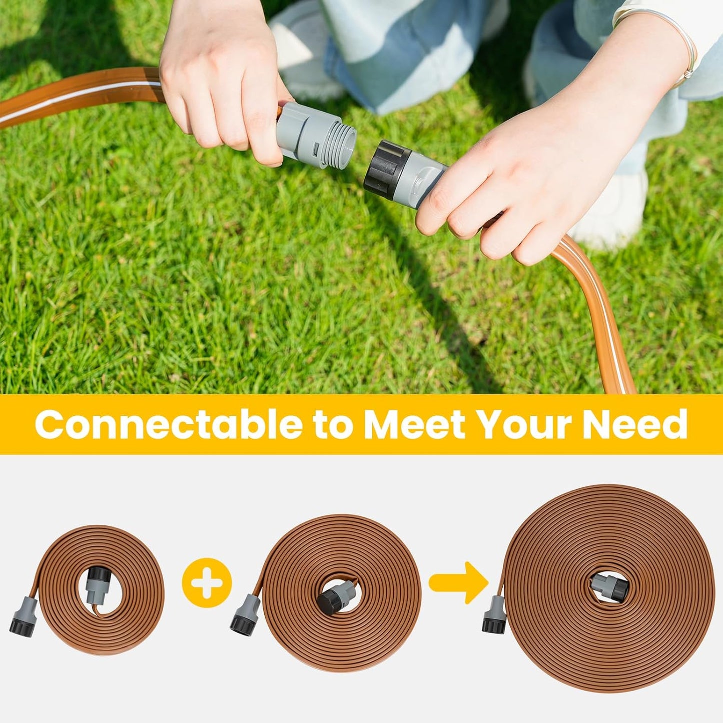 LINEX Sprinkler Soaker Hose 30 ft 2 pack for Garden, Watering Hose with Holes, High-Efficiency Sprinklers System for Lawn and Garden with Staples