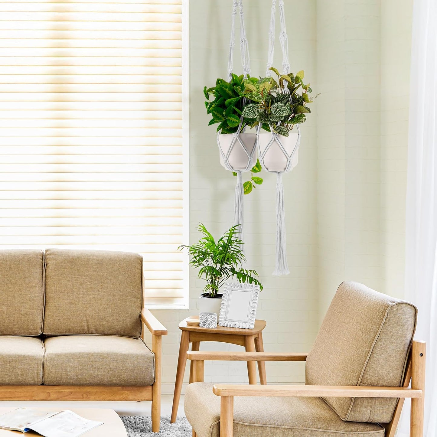 Sorbus Macrame Plant Hanger [4 Pack] Indoor Outdoor Hanging Plant Pots Cotton Rope, Elegant for Home, Patio, Garden