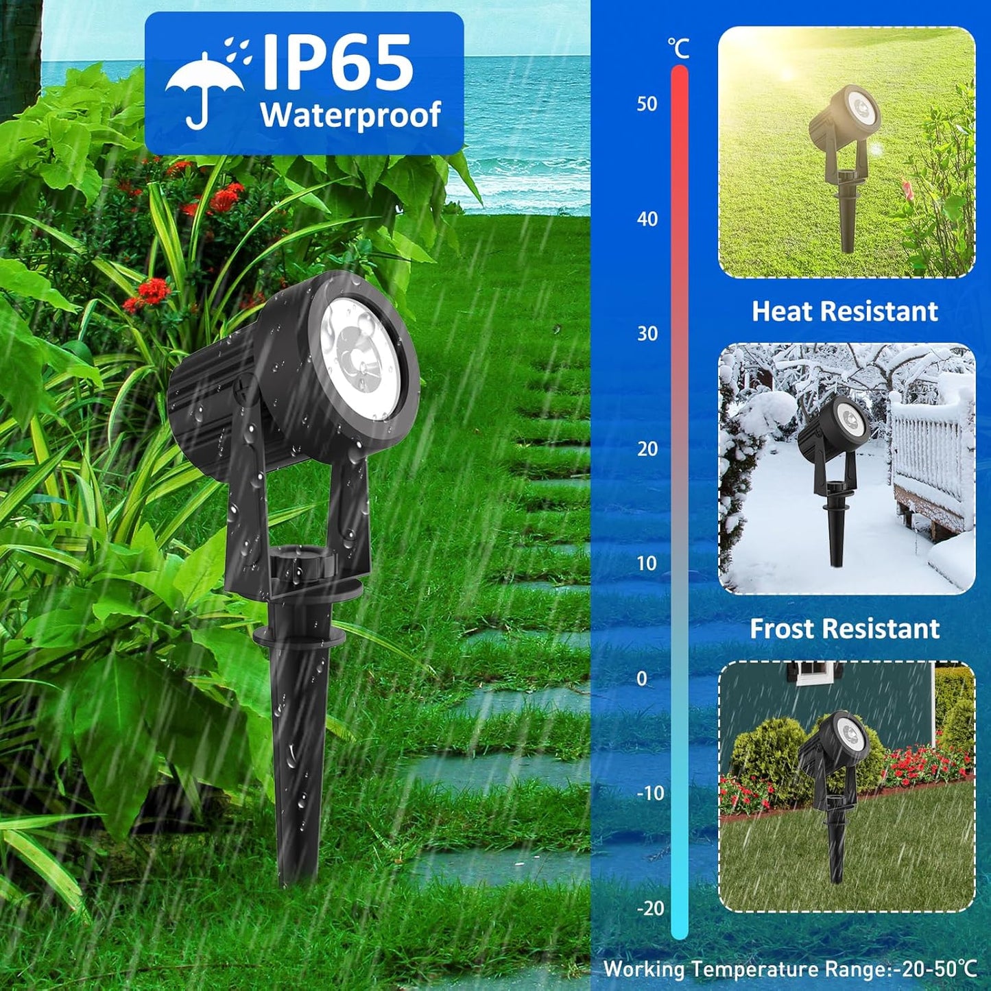 T-SUNUS Color Changing Solar Landscape Spotlights 4 Pack, IP65 Waterproof RGB Spot Lights 9.8ft Cable, Separated Panel Garden Light for Flag Outdoor Yard Driveway Porch Walkway Pool Patio