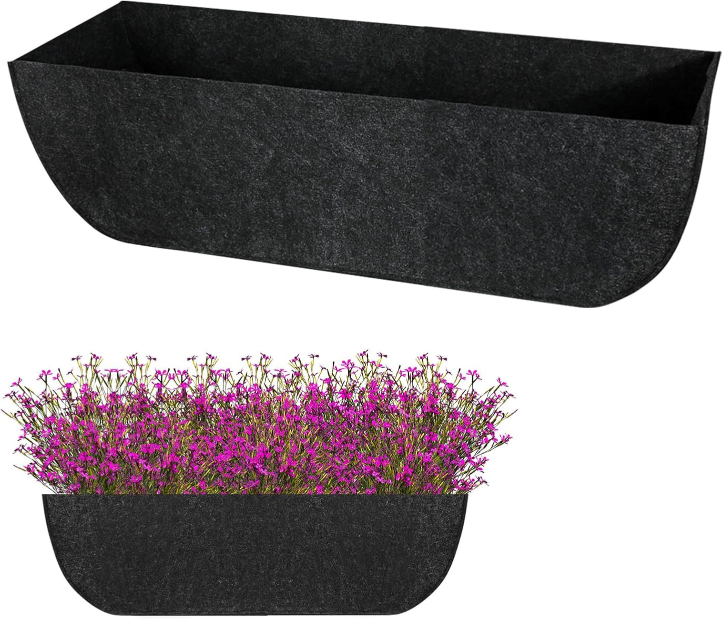 1-Pack 36in Planter Liners - Breathable Felt Hanging Basket and Window Box Liners - Prevent Root Suffocation and Bird Damage - Black