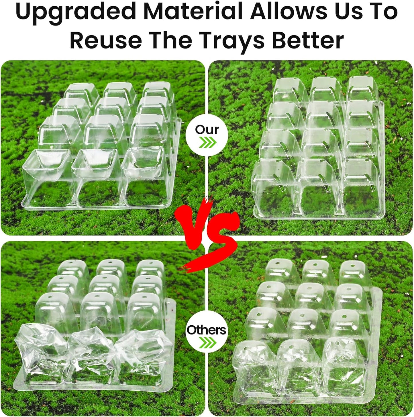 MIXC 360 Cells Seedling Starter Trays Transparent Seed Tray Grow Germination Kit with 30 Plant Lables(1.5 inch x 12 Cells per Tray, 30 Trays)