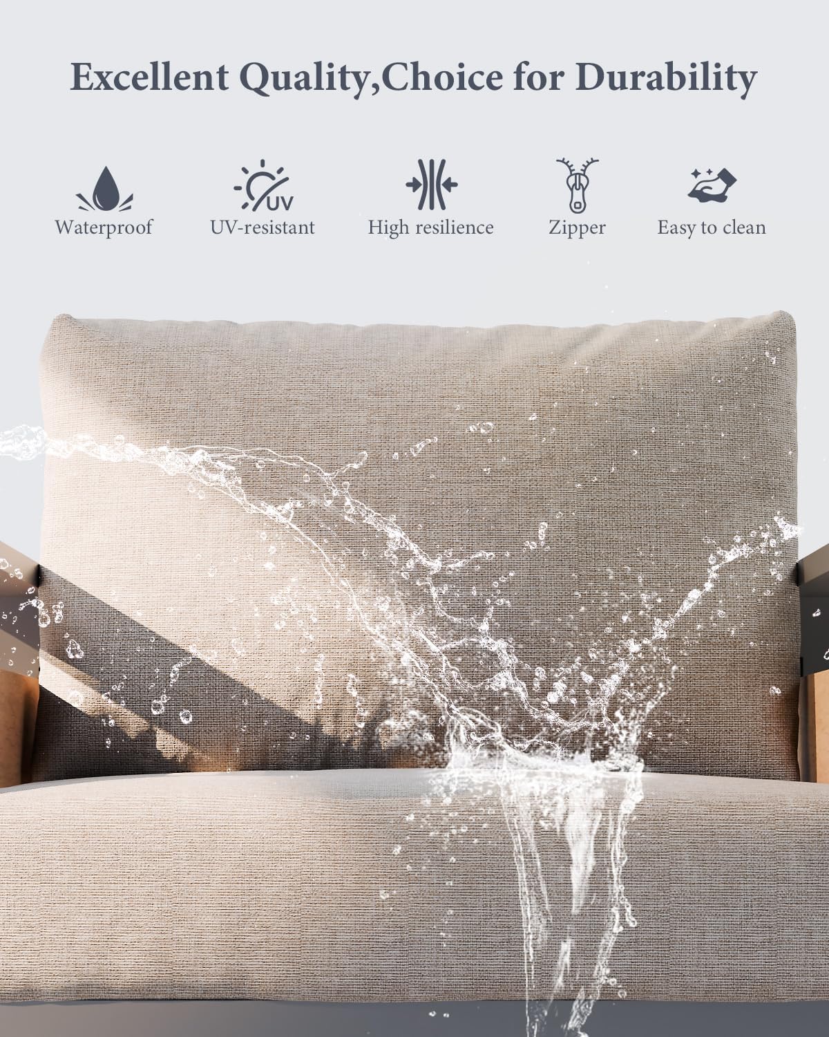 ZANDOR Aluminum Outdoor Patio Furniture Set, 4-Piece Metal Modern Outside Sectional Conversation Lawn Furniture with Coffee Table & Washable Thick Cushions,Seating Sofa for Garden/Backyard/Porch Grey