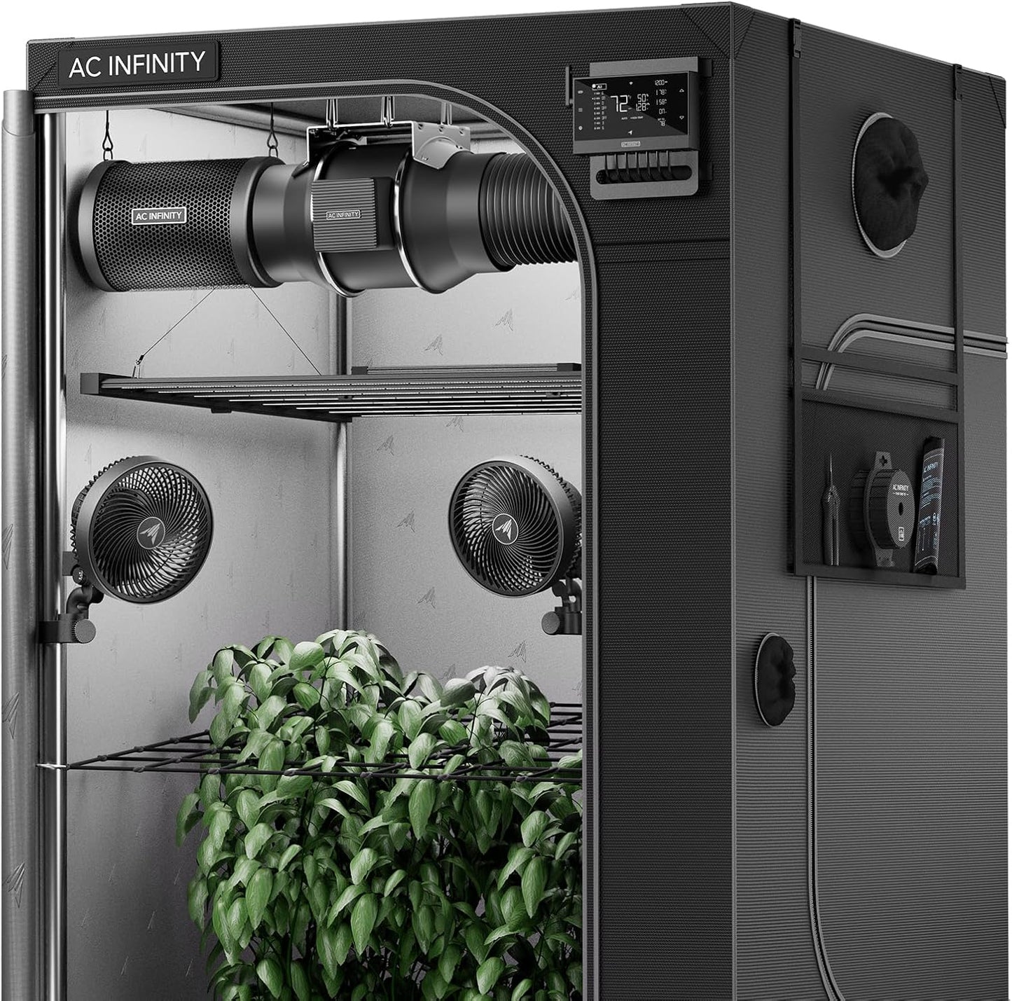 AC Infinity AI Grow System PRO 5x5, 6-Plant Kit w/Self-Learning AI Controller, Dynamic Airflow & LM301H EVO LED Lighting Control, 2000D Mylar Tent w/Lab-Tested Reflectivity, Largest Zippered Window