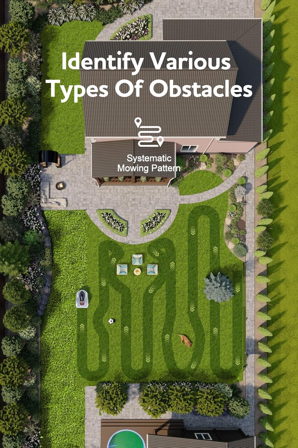 N1000 Robot Lawn Mower Perimeter Wire Free RTK,TOF,Vision Robotic Lawnmower 0.75 Acres,AI-Assisted Mapping,Virtual Boundary,Multi-Zone Management,APP Control,Cut Height 0.8"-3.5",Anti-Theft