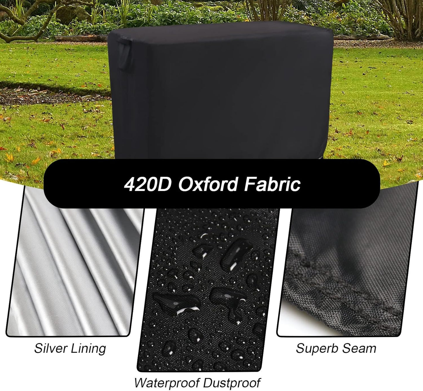 Kingling Outdoor Table Cover for Outdoor Bar Table, 78 Inch Waterproof Patio Bar Table Cover Outdoor Prep Table Covers - 78''L x 36''W x 43''H(Black)