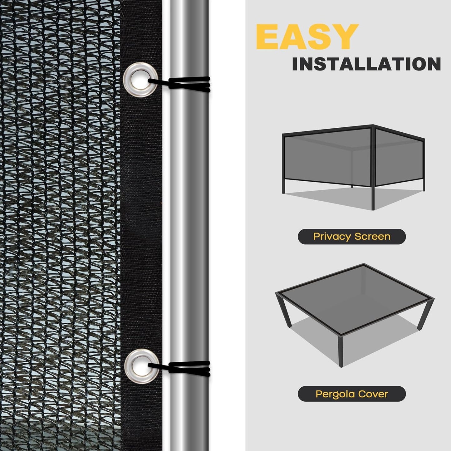 VICLLAX 70% Shade Cloth, 11x14FT Durable Black Mesh Trap with Every 3 FT Grommet, Sun Shade Fabric Netting for for Plants Cover, Greenhouse, Chicken Coop, Barn Kennel, Garden Patio