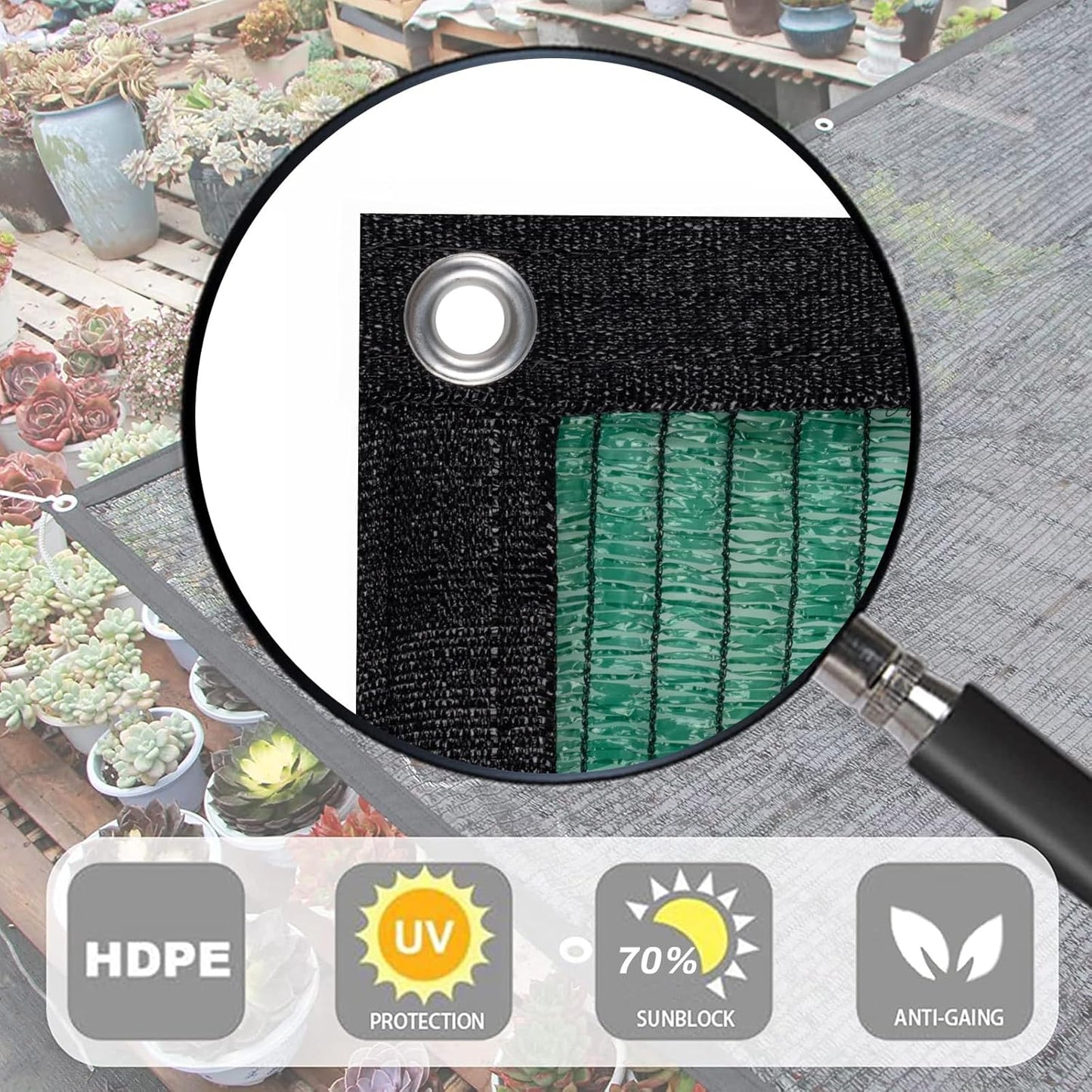 LOVE STORY 10x20FT 70% Green Shade Cloth Sun Shade Net with Grommets Sunblock Net Mesh Tarp for Garden,Plants Cover,Greenhouse and Patio