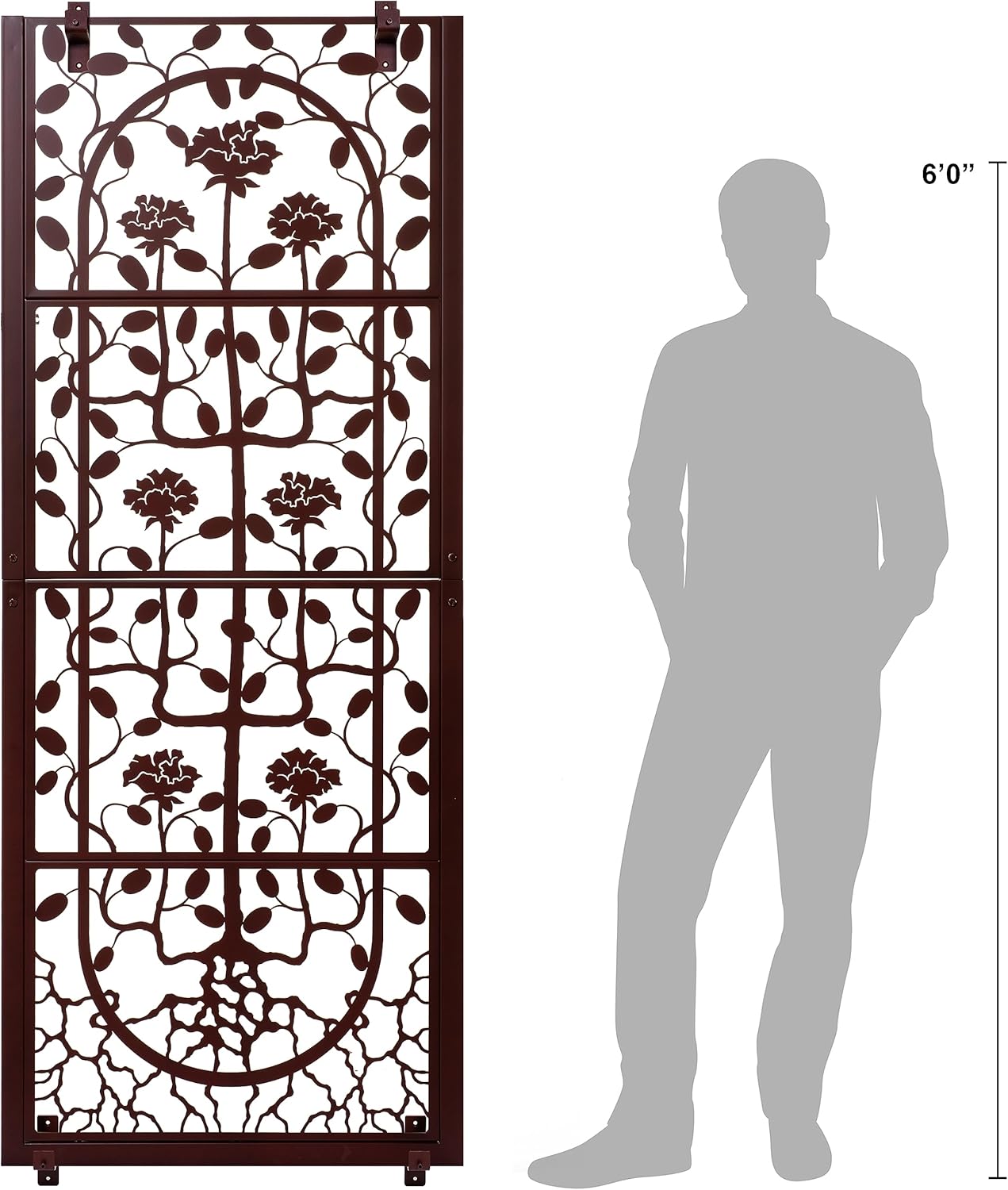 H Potter Wall Trellis Patio Deck Garden Balcony for Climbing Plants Metal Art Decor Decorative Privacy Screen Panel Outdoor Indoor Backyard Roses Vines Wall Brackets Included