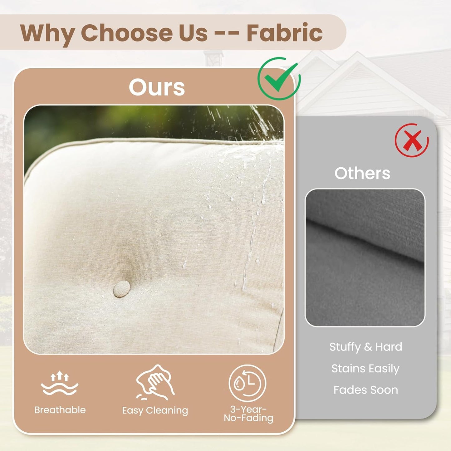 HOOOWOOO Patio Furniture Set,7 Pieces Outdoor Conversation Set,All Weather Wicker Loveseat Sofa Set with High Back Swivel Rocking Chairs Tables,Beige