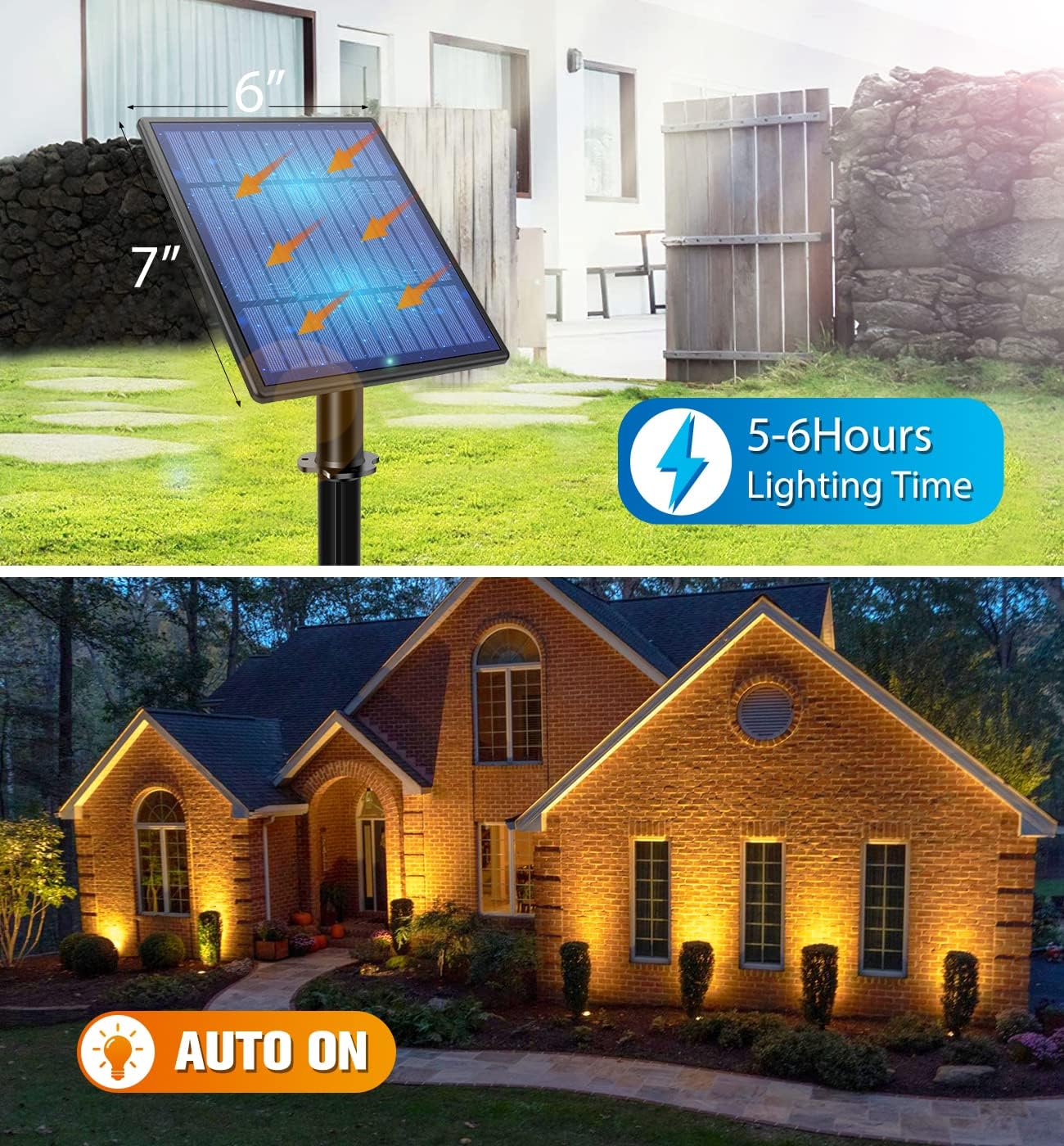 APONUO Metal Outdoor Solar Landscape Lights, Waterproof Spotlight 6-in-1 for Yard Landscape Lighting, Auto On/Off for Pathway, Driveway, Patio (Warm White)