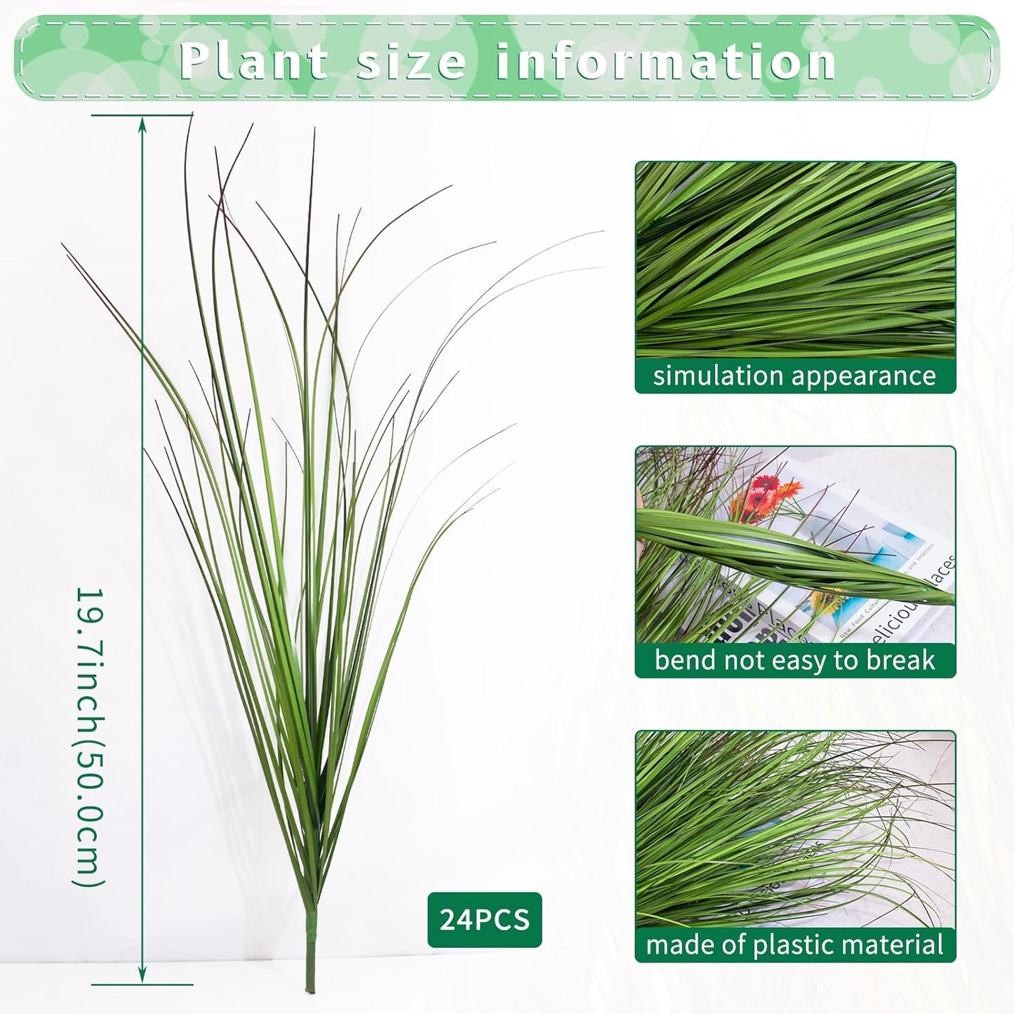 24Pcs Artificial Grass Plants, Faux Shrubs Wheat Grass, Artificial Tall Grass Fake Plants for Outdoor Decor,Artificial Greenery Stems Weed for Room Indoor Home Decor（Green Red Tail）