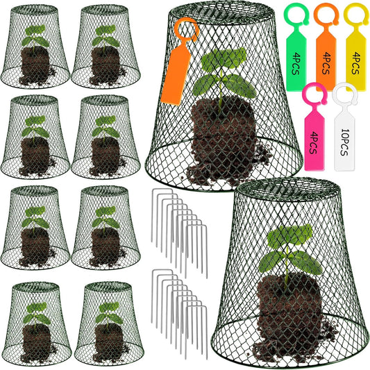 10 Pcs Garden Chicken Wire Plant Covers, 11x11Inch Metal Wire Garden Cloches Chicken Wire Cloche Plant Protector Heavy Duty Garden Plant Cloche for Keeping Bunnies Chicken Squirrels Birds Other Out