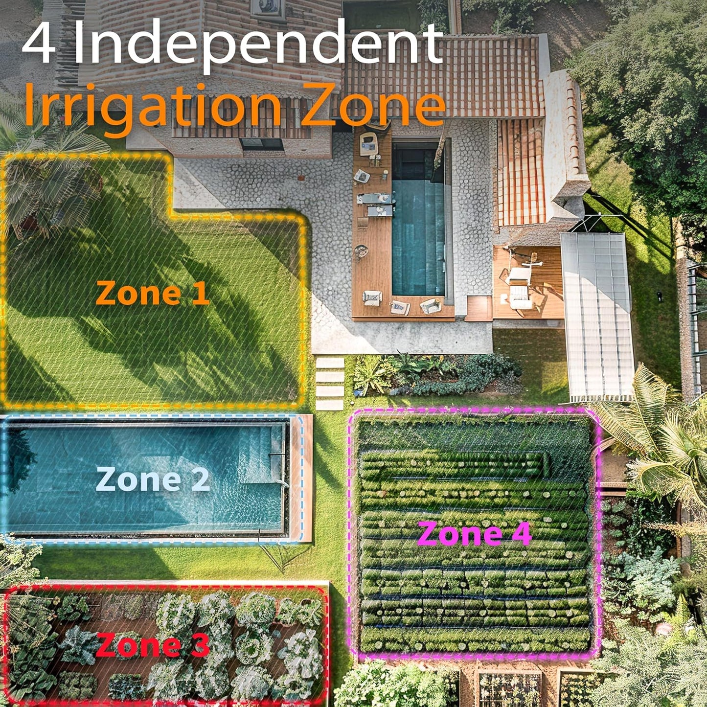 Diivoo 4 Outlets WiFi Water Timer, Sprinkler/Hose/Tap Timer Compatible with Alexa, 24 Preset Irrigation Plans, Rain Delay, and 2 Watering Modes Tailored for Lawns and Yards